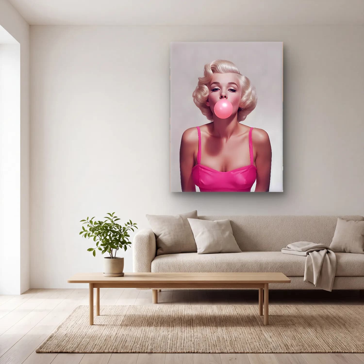 Pop Art Moda İllüstrasyonu No. 10 cam tablo — açık renk salonda