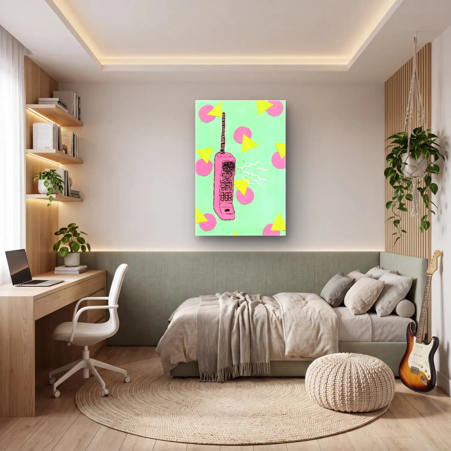 Pastel Soyut Formlar No. 12 cam tablo — genç odasında