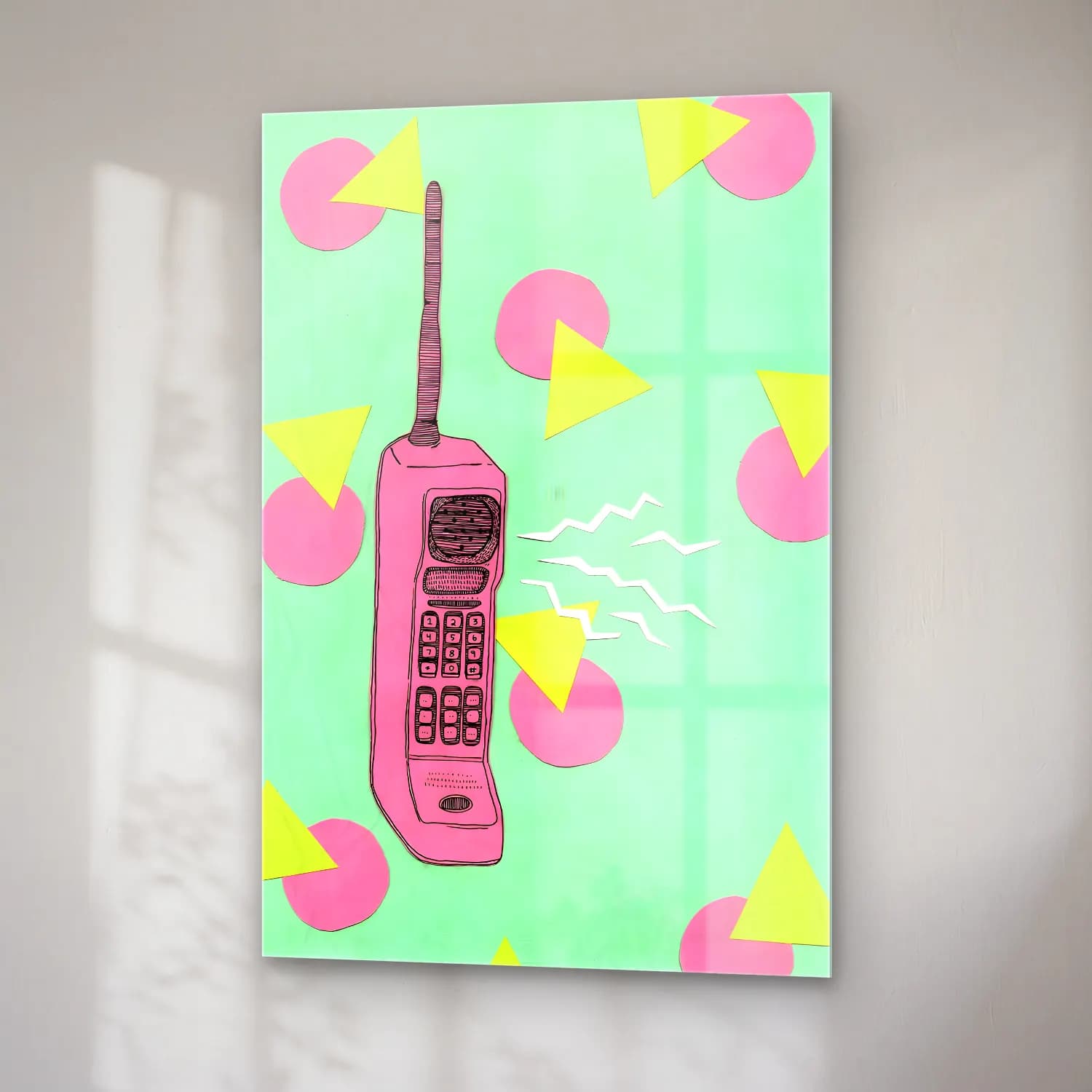 Pastel Soyut Formlar No. 12 cam tablo — sağ açıdan görünüm