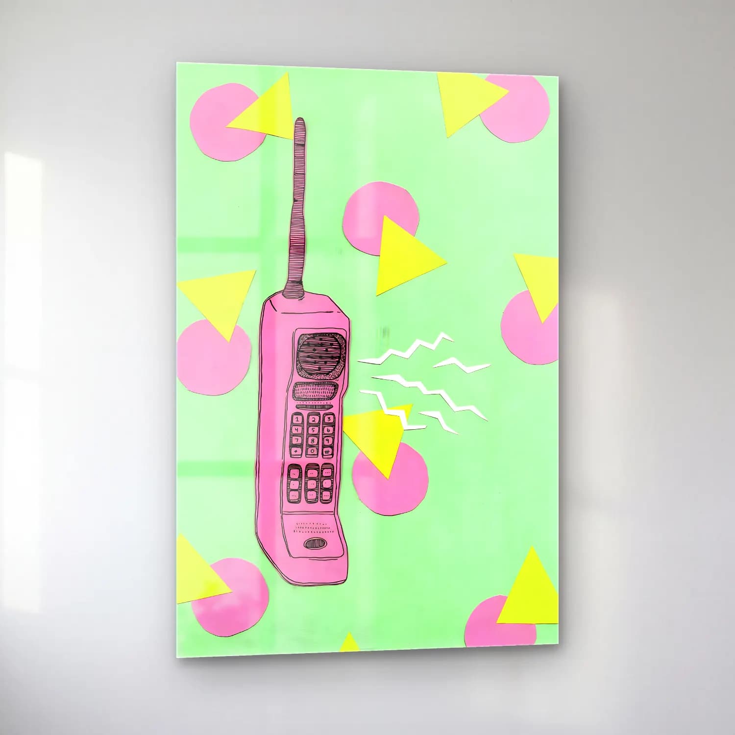 Pastel Soyut Formlar No. 12 cam tablo — sol açıdan görünüm