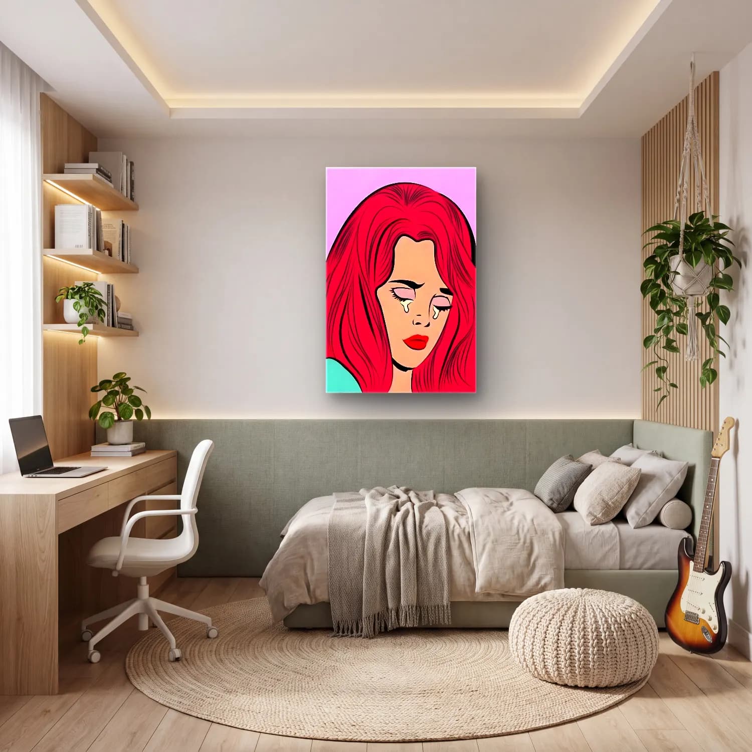Pop Art Moda İllüstrasyonu No. 13 cam tablo — genç odasında