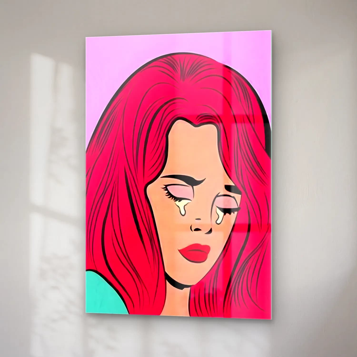 Pop Art Moda İllüstrasyonu No. 13 cam tablo — sağ açıdan görünüm
