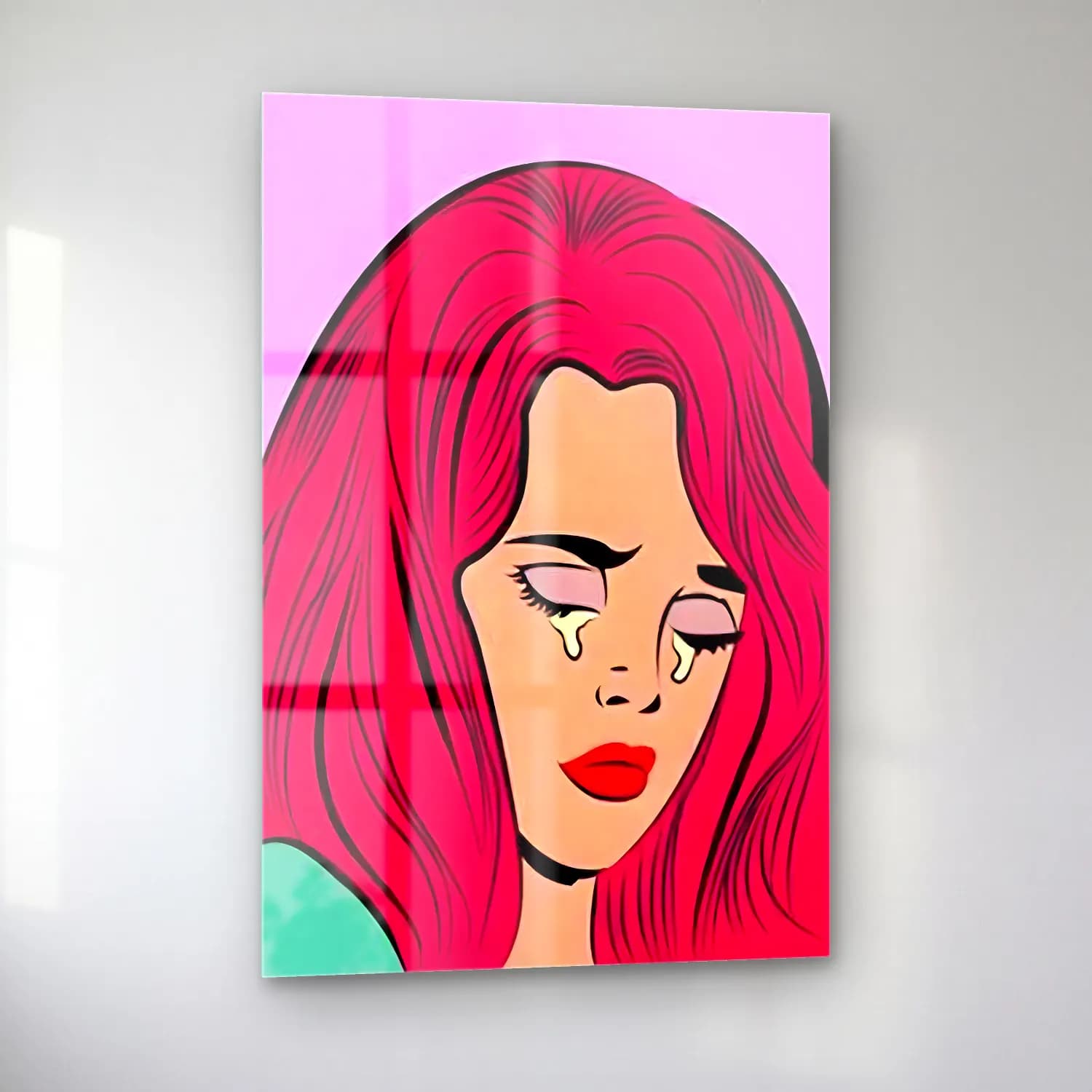 Pop Art Moda İllüstrasyonu No. 13 cam tablo — sol açıdan görünüm