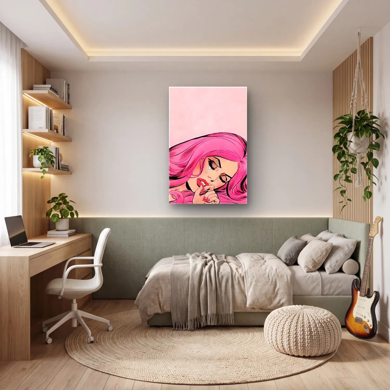 Pop Art Moda İllüstrasyonu No. 15 cam tablo — genç odasında