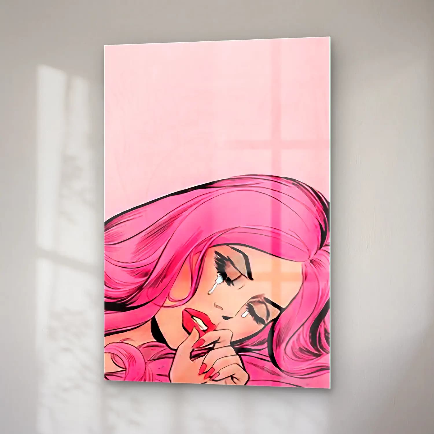Pop Art Moda İllüstrasyonu No. 15 cam tablo — sağ açıdan görünüm