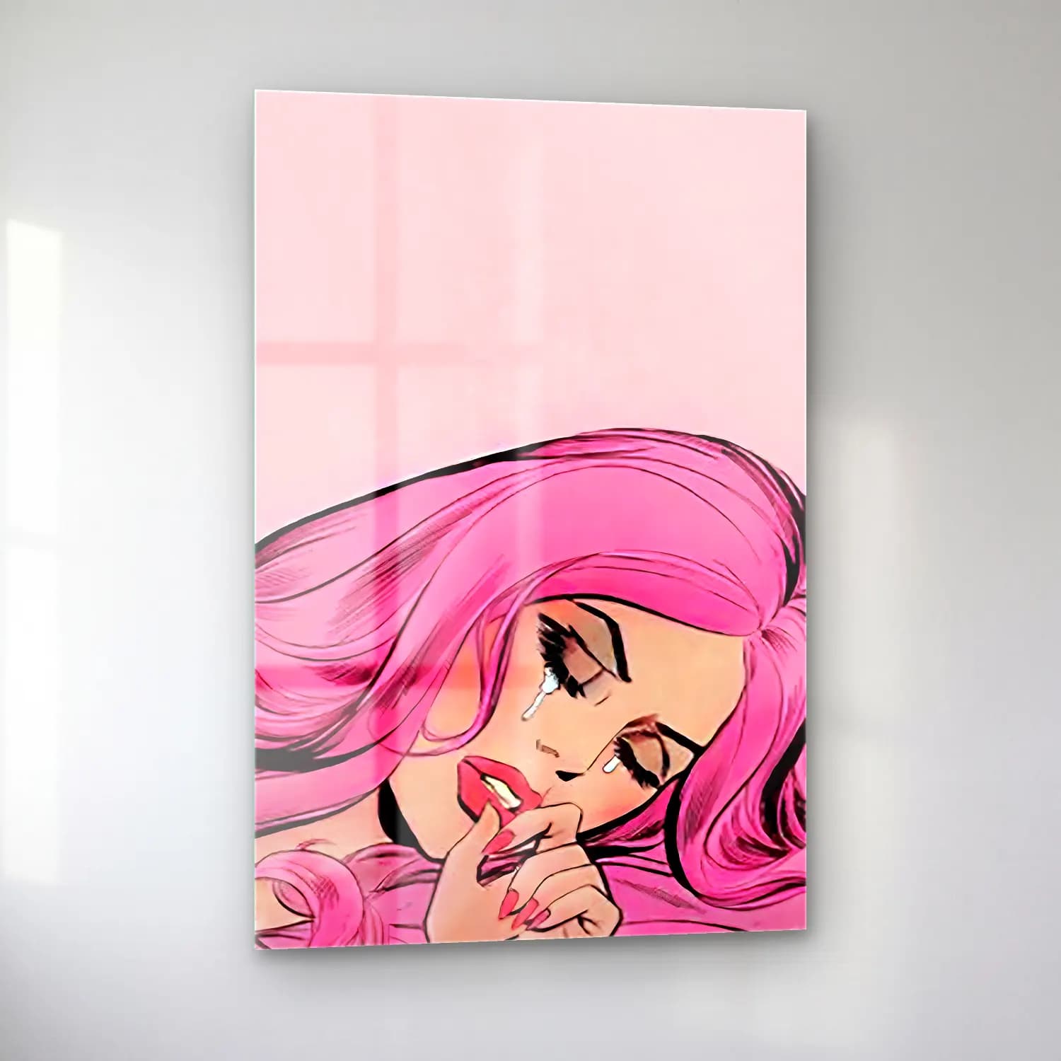 Pop Art Moda İllüstrasyonu No. 15 cam tablo — sol açıdan görünüm