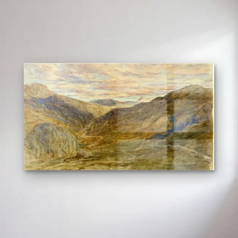 David Cox – View in Wales cam tablo — David Cox – View in Wales — suluboya dağ manzarası