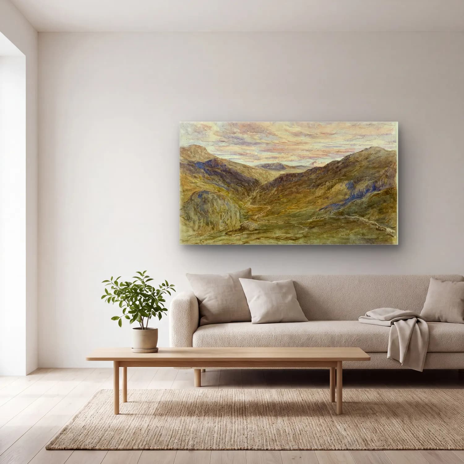 David Cox – View in Wales cam tablo — açık renk salonda