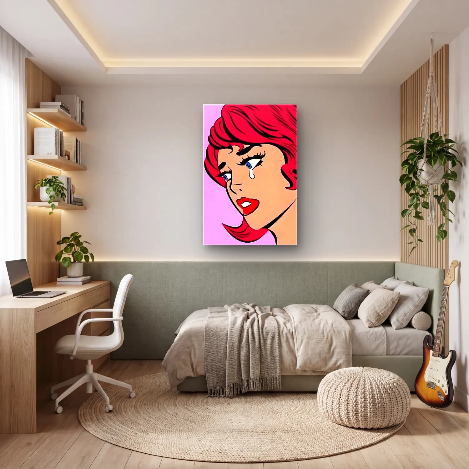 Pop Art Moda İllüstrasyonu No. 35 cam tablo — genç odasında