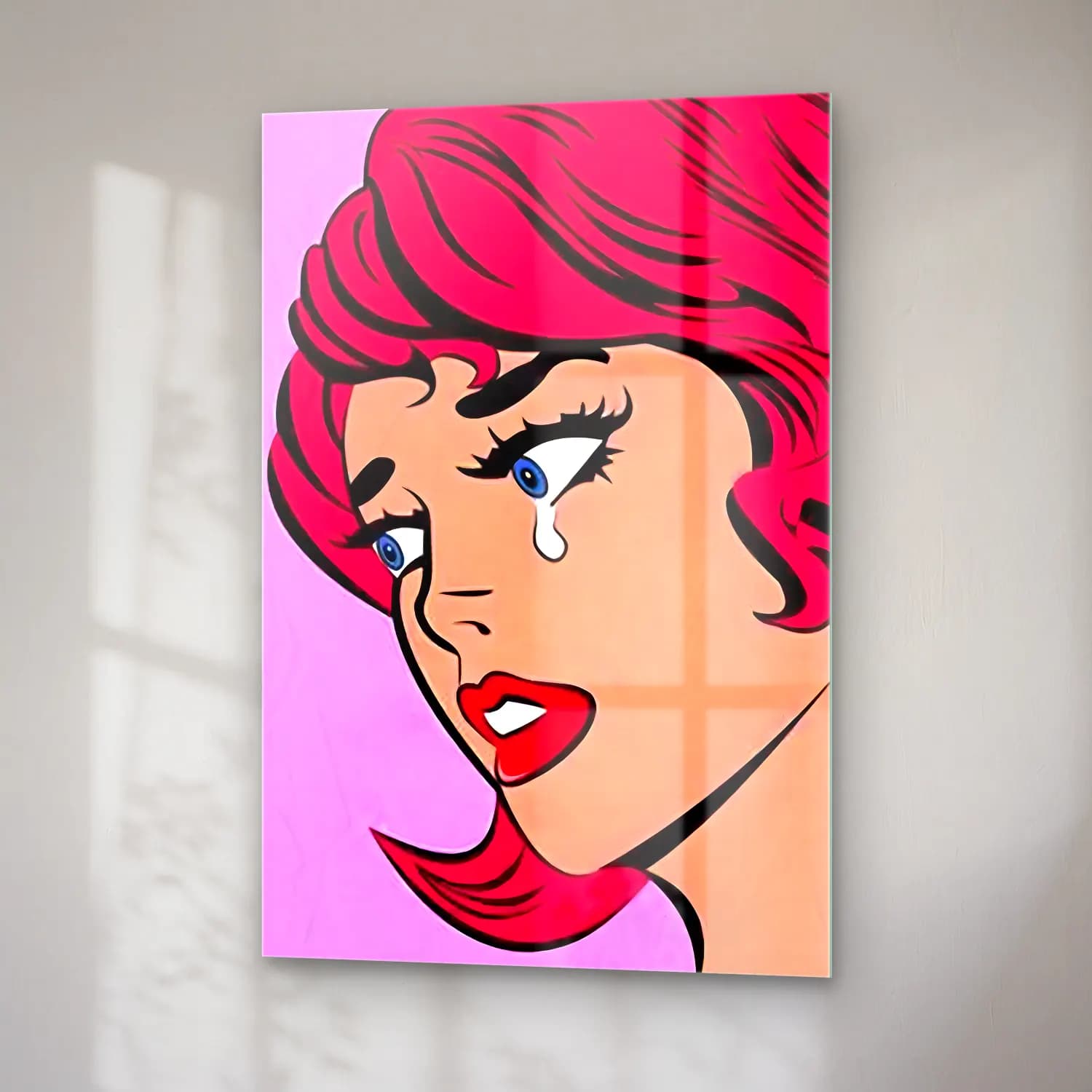 Pop Art Moda İllüstrasyonu No. 35 cam tablo — sağ açıdan görünüm