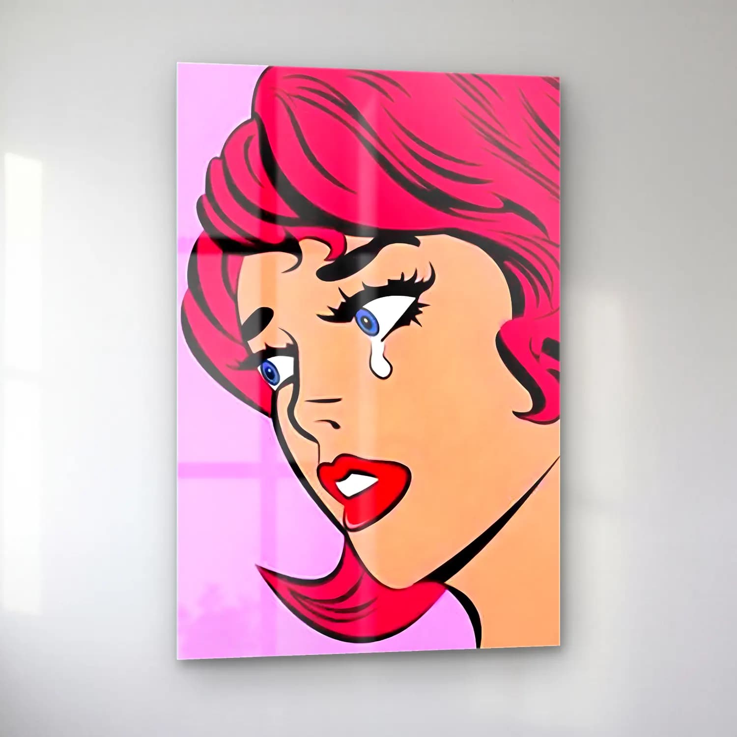 Pop Art Moda İllüstrasyonu No. 35 cam tablo — sol açıdan görünüm