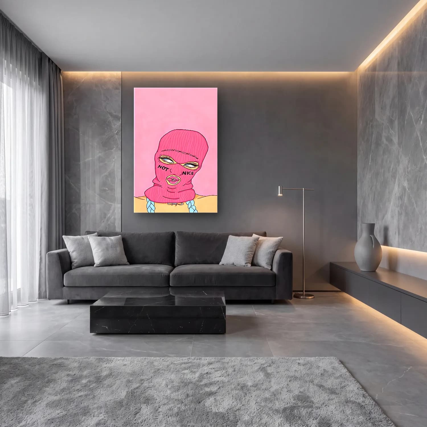 Pastel Şapkalı Kadın No. 9 cam tablo — lüks salon duvarında