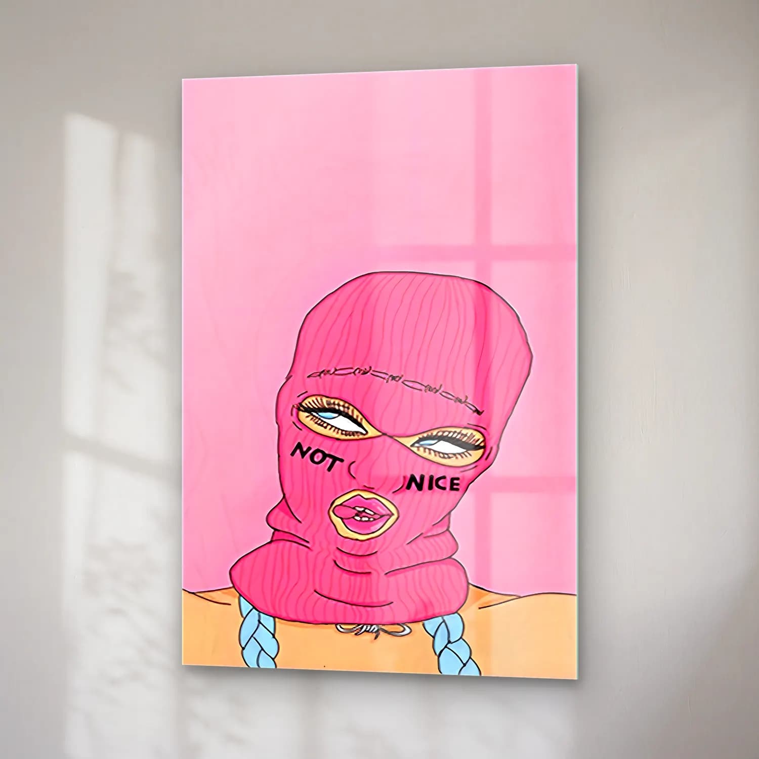 Pastel Şapkalı Kadın No. 9 cam tablo — sağ açıdan görünüm
