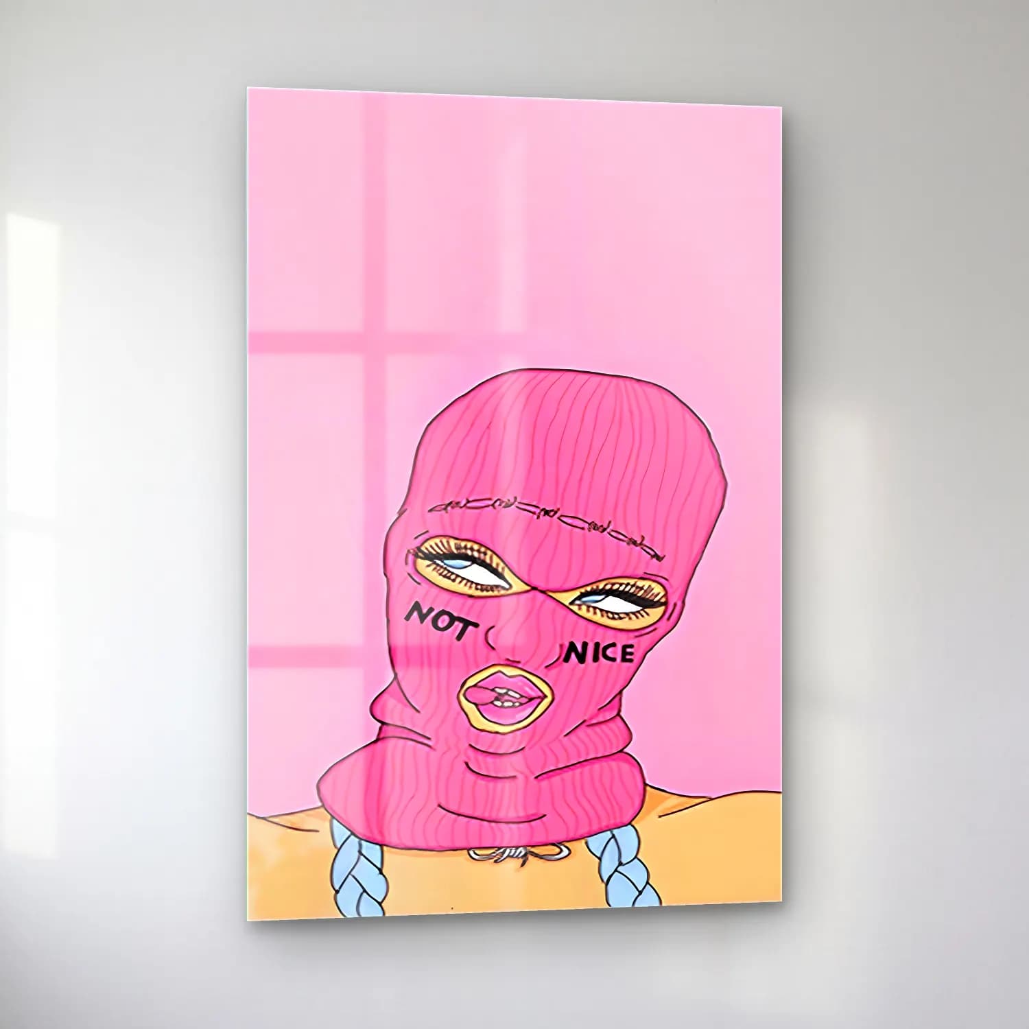 Pastel Şapkalı Kadın No. 9 cam tablo — sol açıdan görünüm