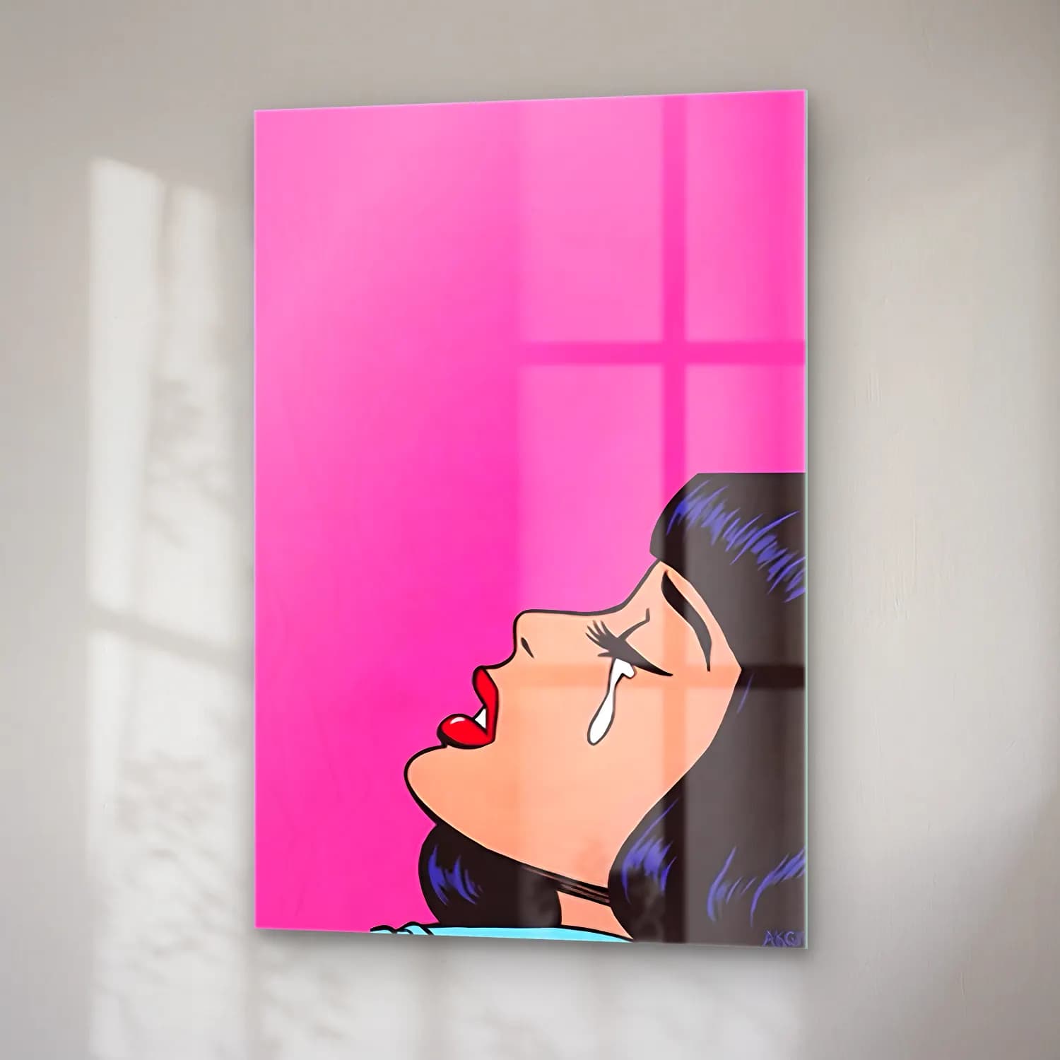 Pop Art Kadın Portresi No. 28 cam tablo — sağ açıdan görünüm