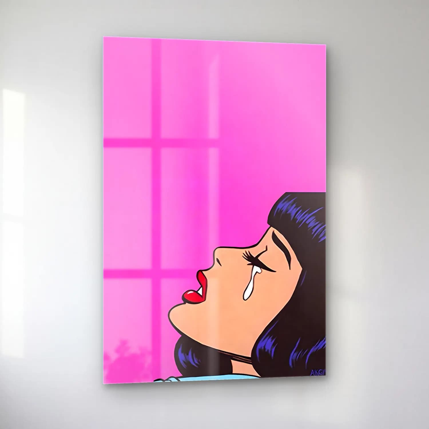 Pop Art Kadın Portresi No. 28 cam tablo — sol açıdan görünüm