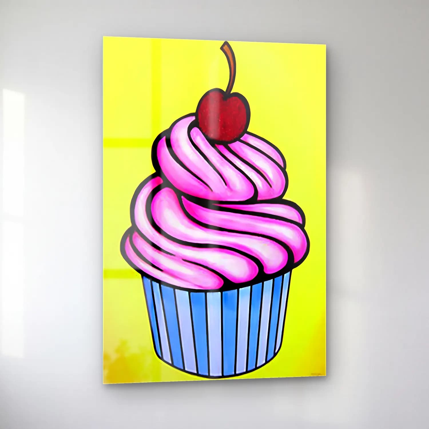 Pop Art Dondurma No. 6 cam tablo — sol açıdan görünüm