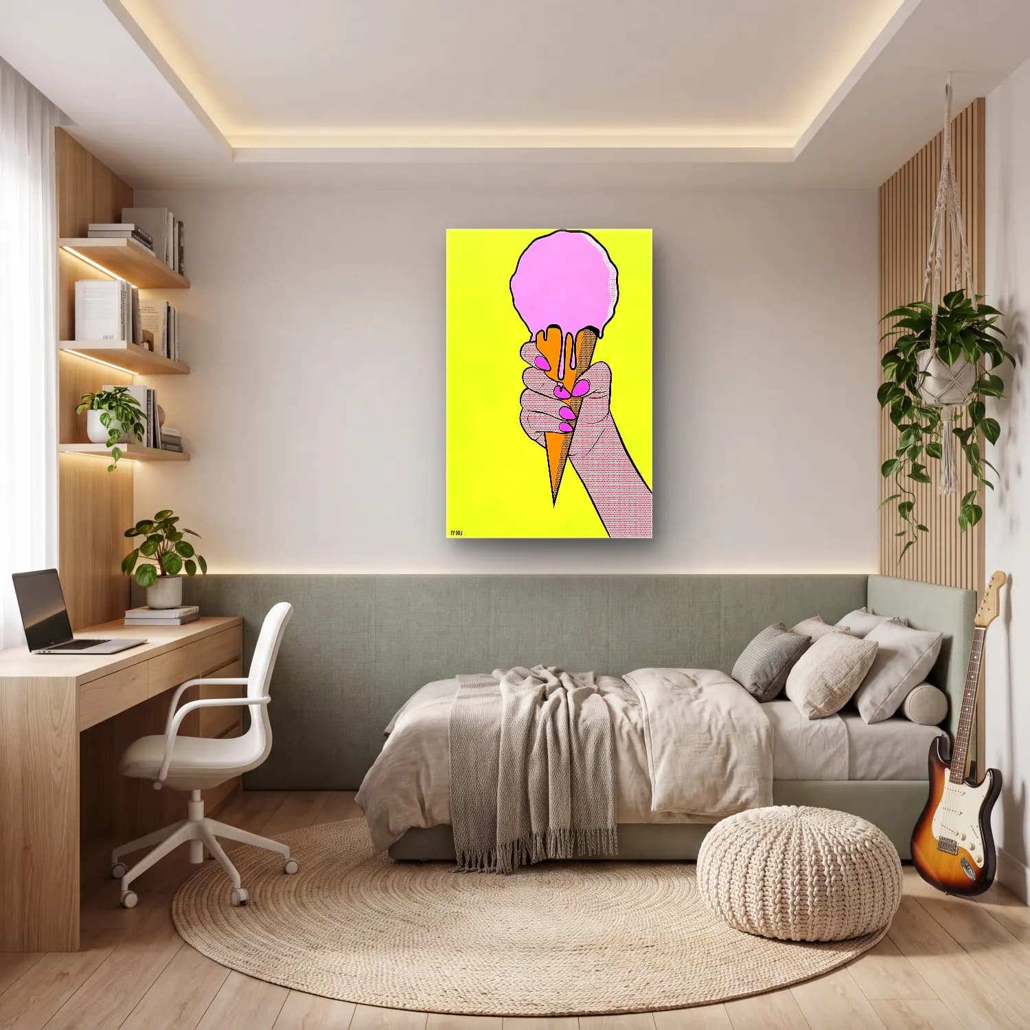 Pop Art Dondurma No. 9 cam tablo — genç odasında