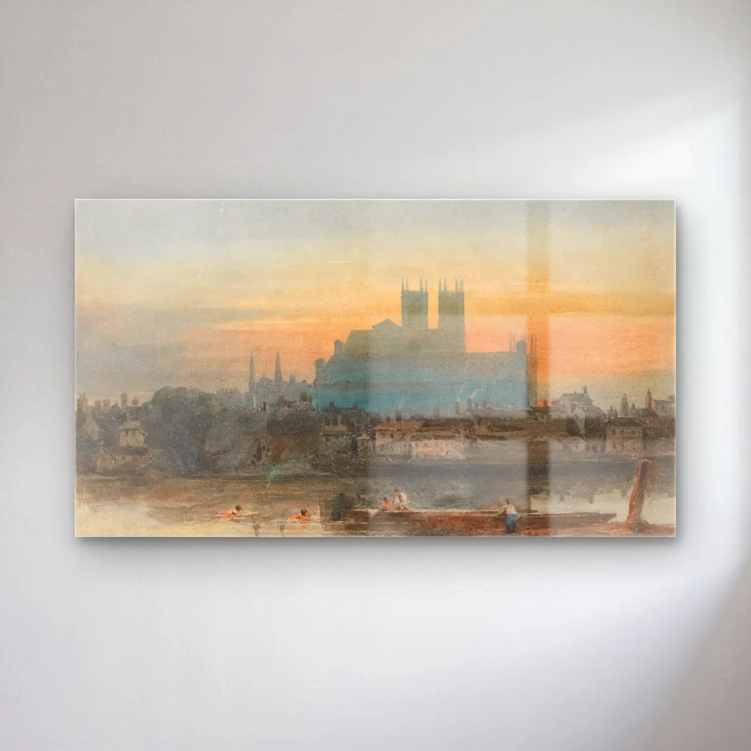David Cox – Westminster from Lambeth (circa 1813) cam tablo — David Cox – Westminster from Lambeth (circa 1813) — suluboya katedral