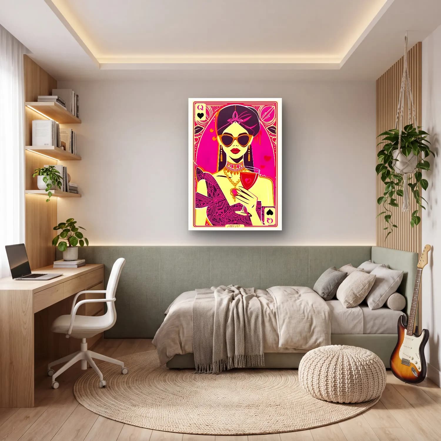 Pop Art Kadeh Şarap cam tablo — genç odasında