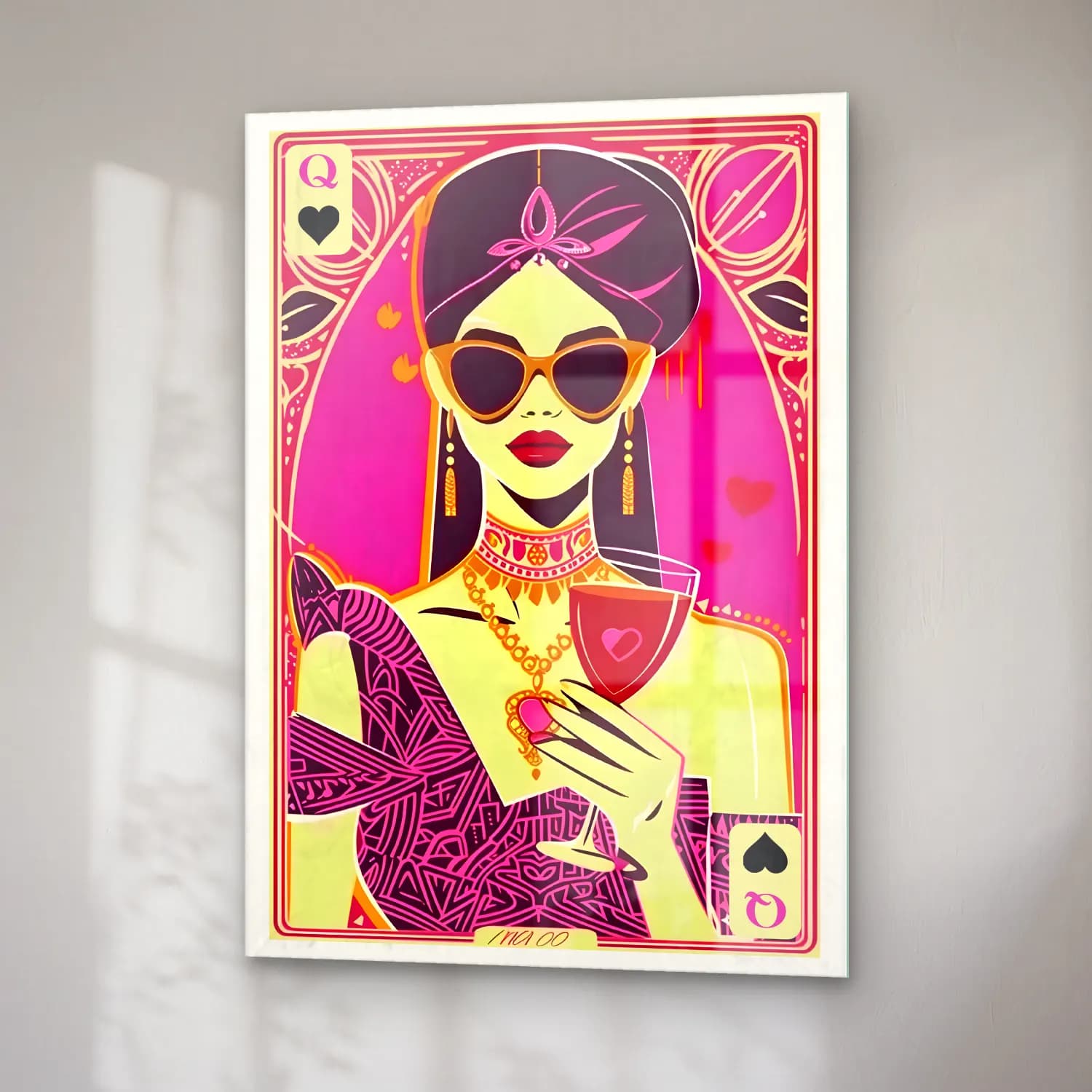 Pop Art Kadeh Şarap cam tablo — sağ açıdan görünüm