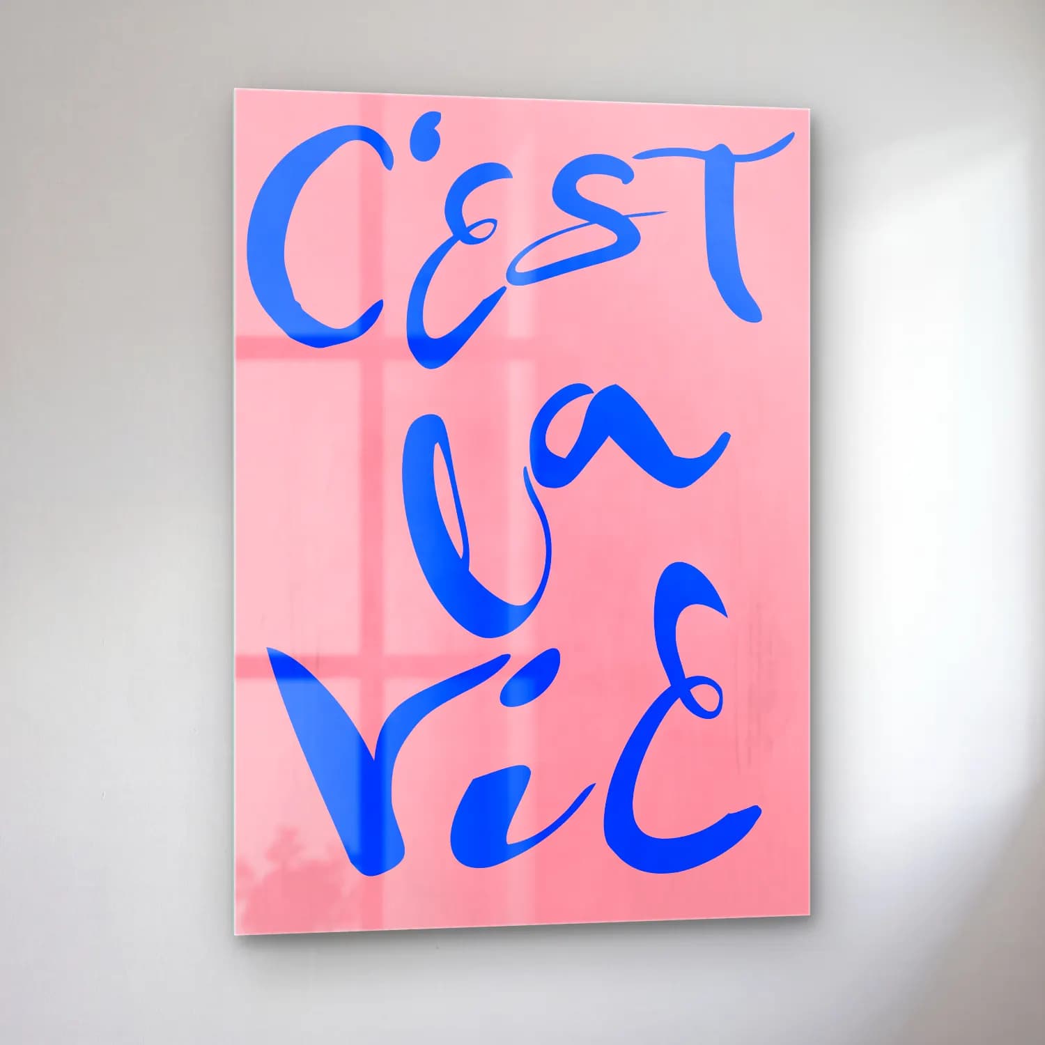 Pastel Yazılı Tasarım No. 103 cam tablo — sol açıdan görünüm