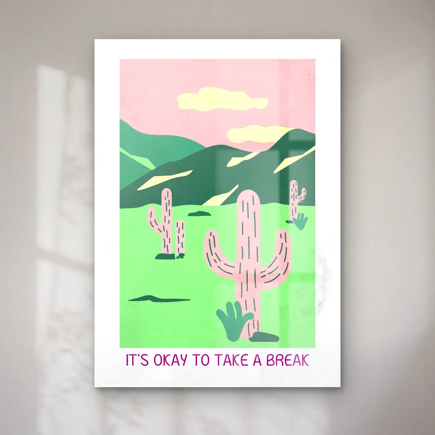 Pastel Kaktüs No. 8 cam tablo — Pastel Kaktüs No. 8 — pastel kaktüs