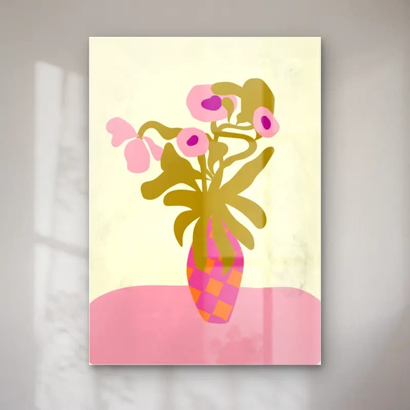 Boho Vazoda Çiçek Buketi No. 4 cam tablo — Boho Vazoda Çiçek Buketi No. 4 — boho vazoda çiçek buketi