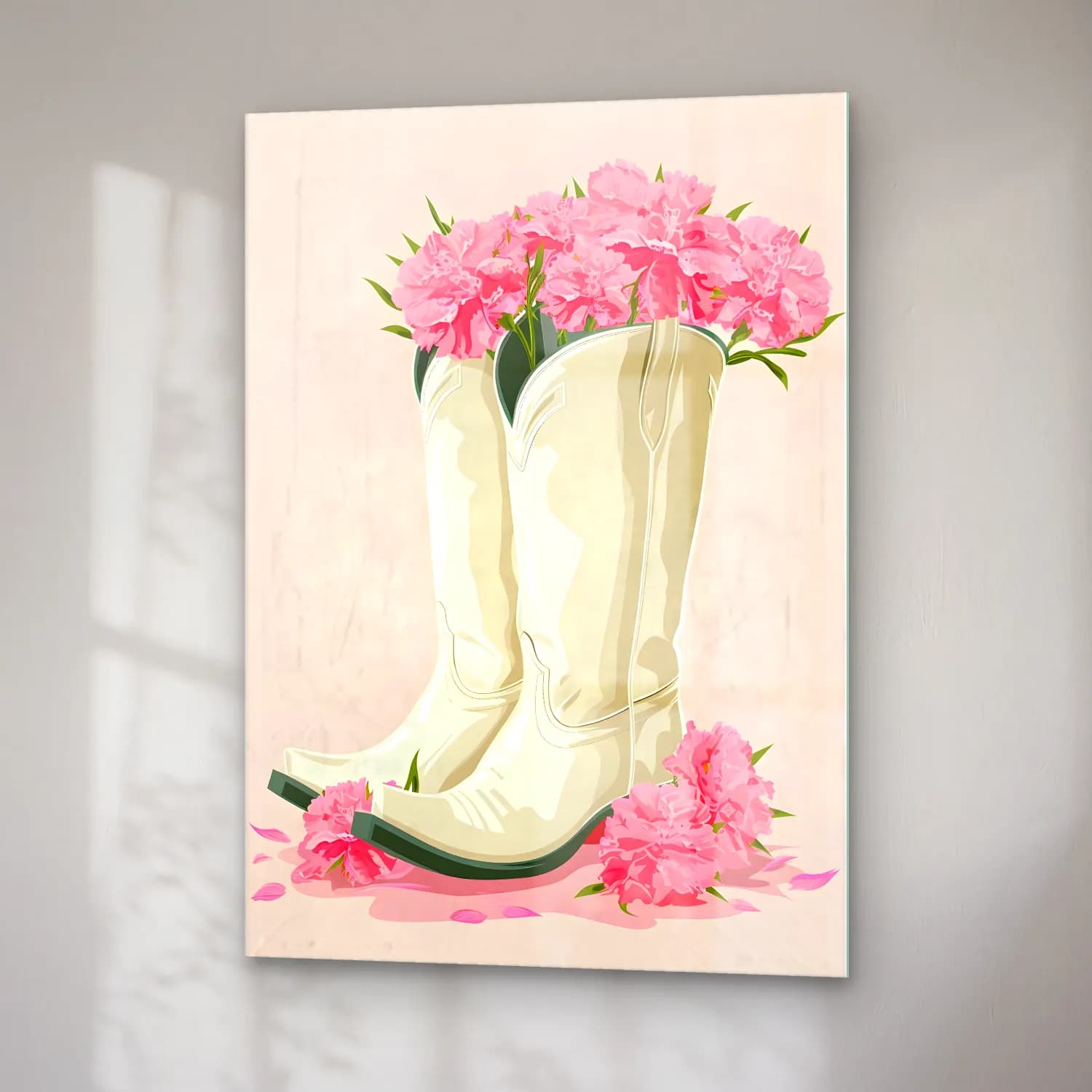 Pastel Pembe Şakayıklar No. 17 cam tablo — sağ açıdan görünüm