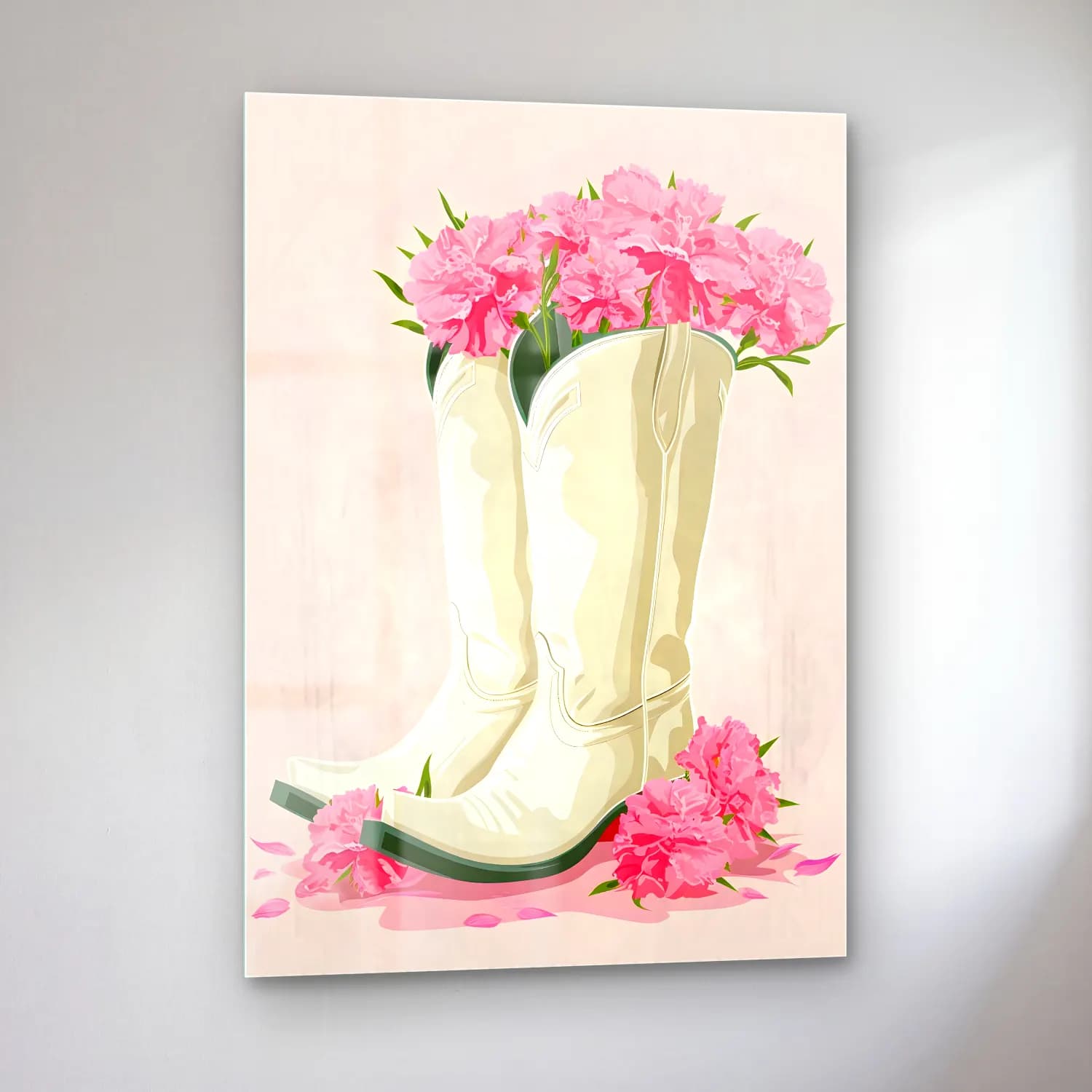 Pastel Pembe Şakayıklar No. 17 cam tablo — sol açıdan görünüm
