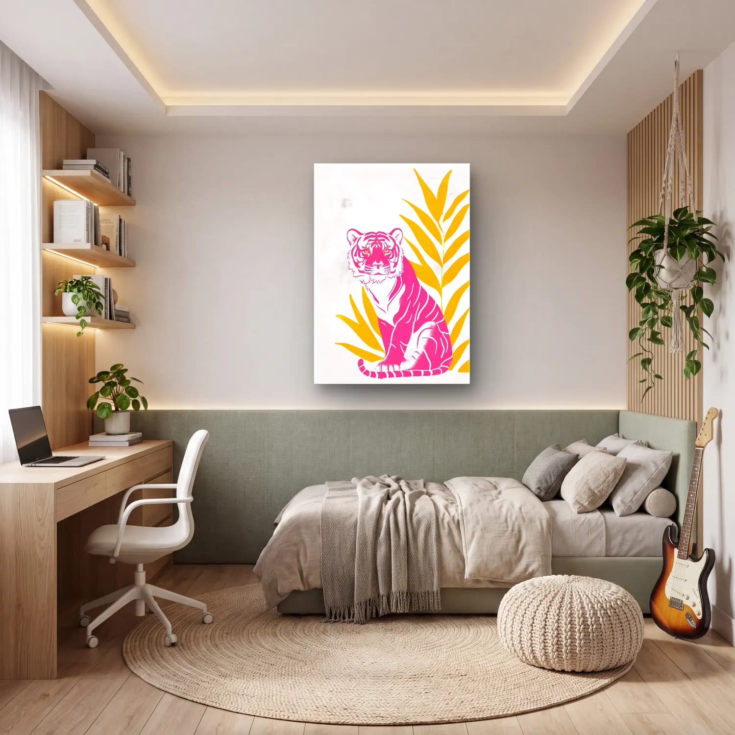 Pastel Kaplan No. 18 cam tablo — genç odasında
