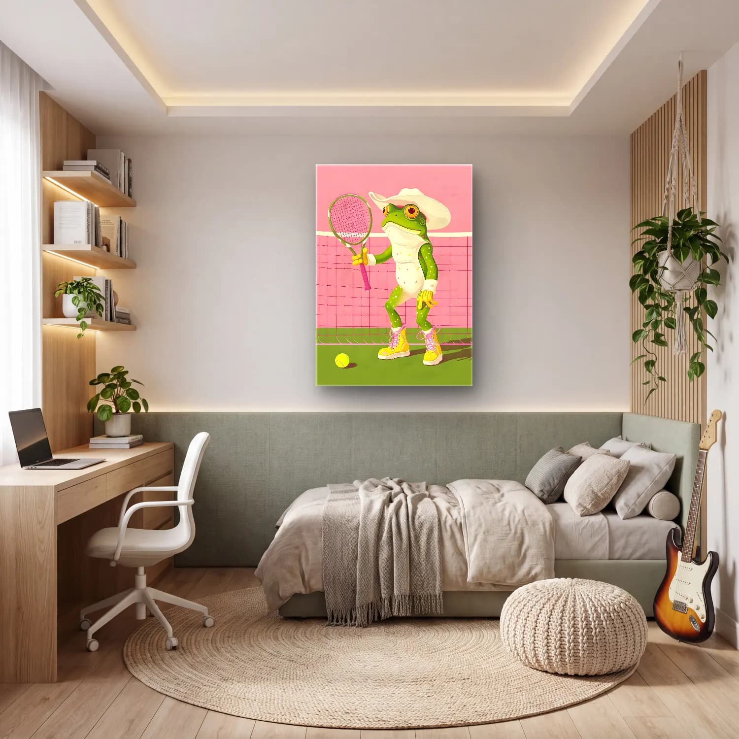 Sevimli İllüstrasyon Tenis No. 3 cam tablo — genç odasında