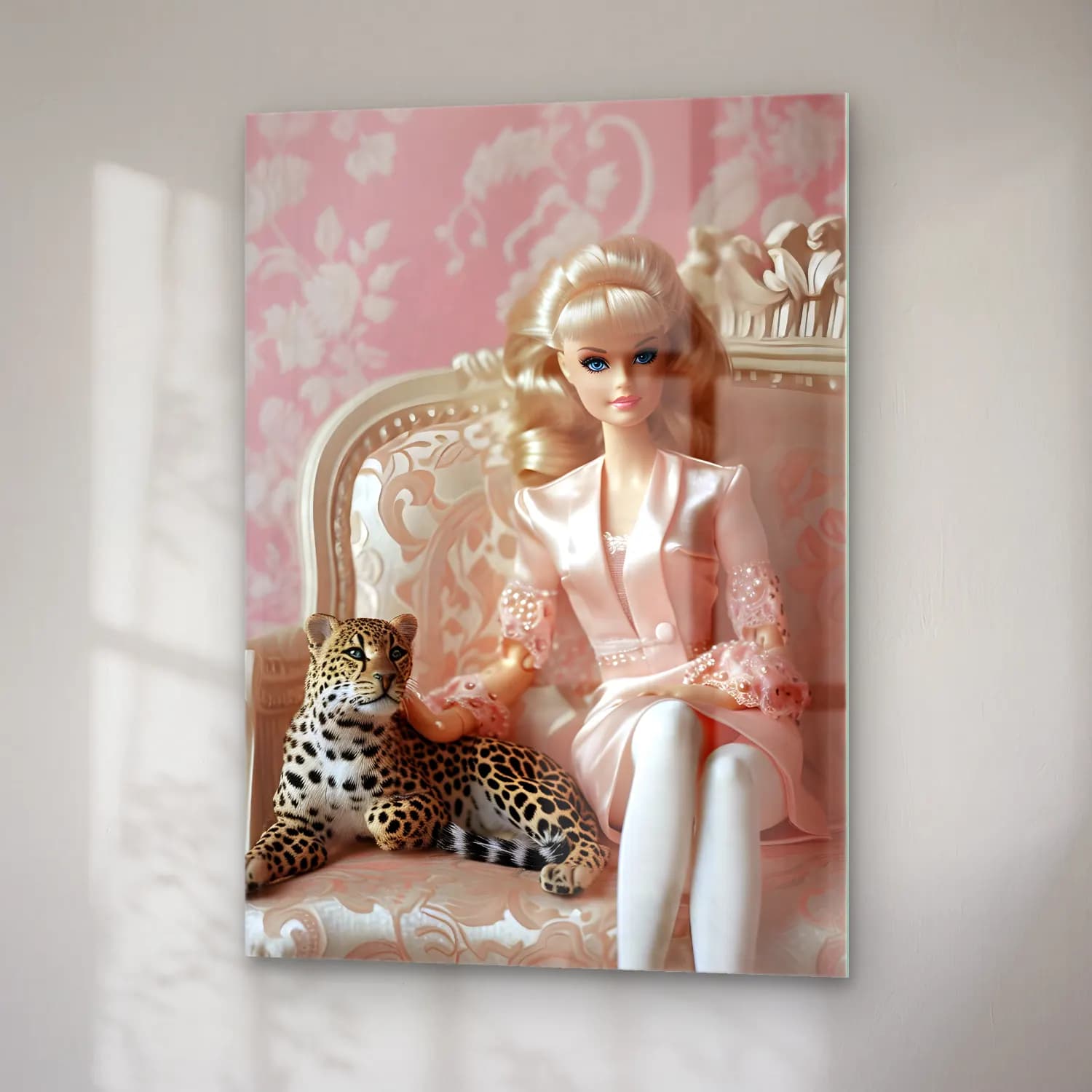 Pastel Leopar No. 26 cam tablo — sağ açıdan görünüm