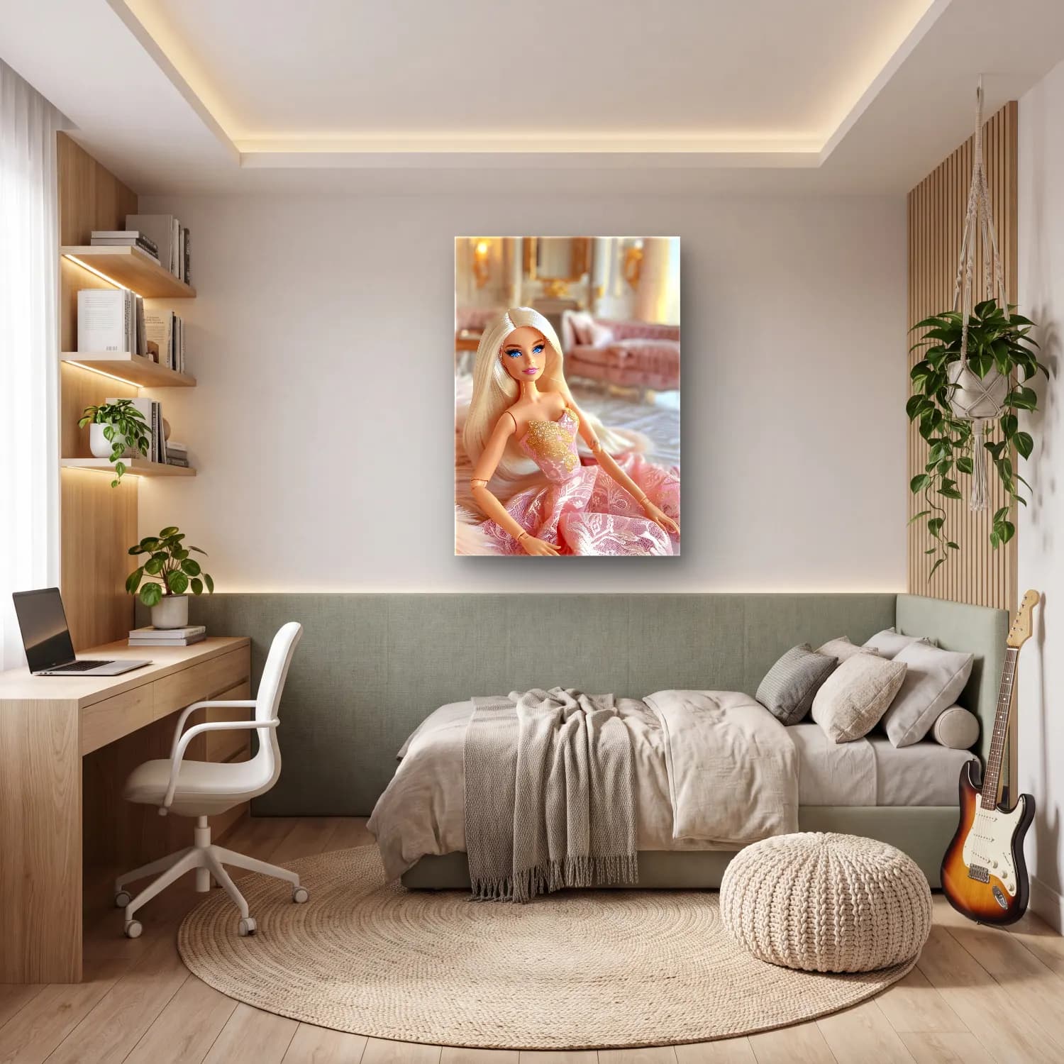 Pastel Moda İllüstrasyonu No. 15 cam tablo — genç odasında