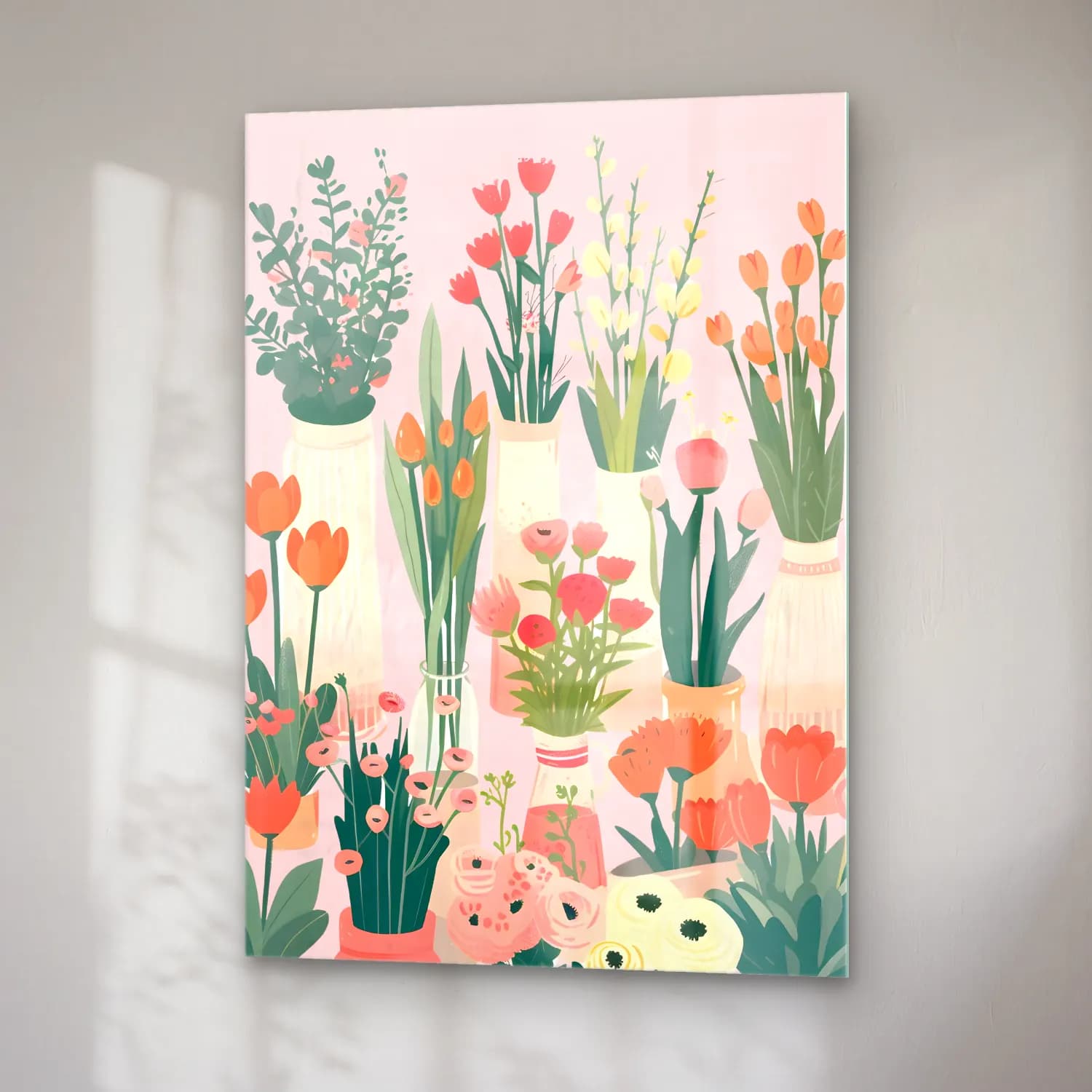 Pastel Çiçek Pazarı No. 4 cam tablo — sağ açıdan görünüm