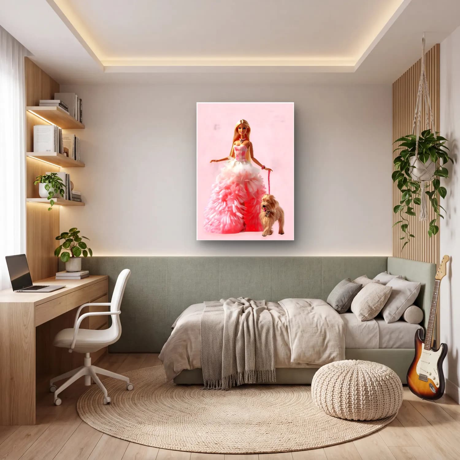 Pastel Moda İllüstrasyonu No. 16 cam tablo — genç odasında