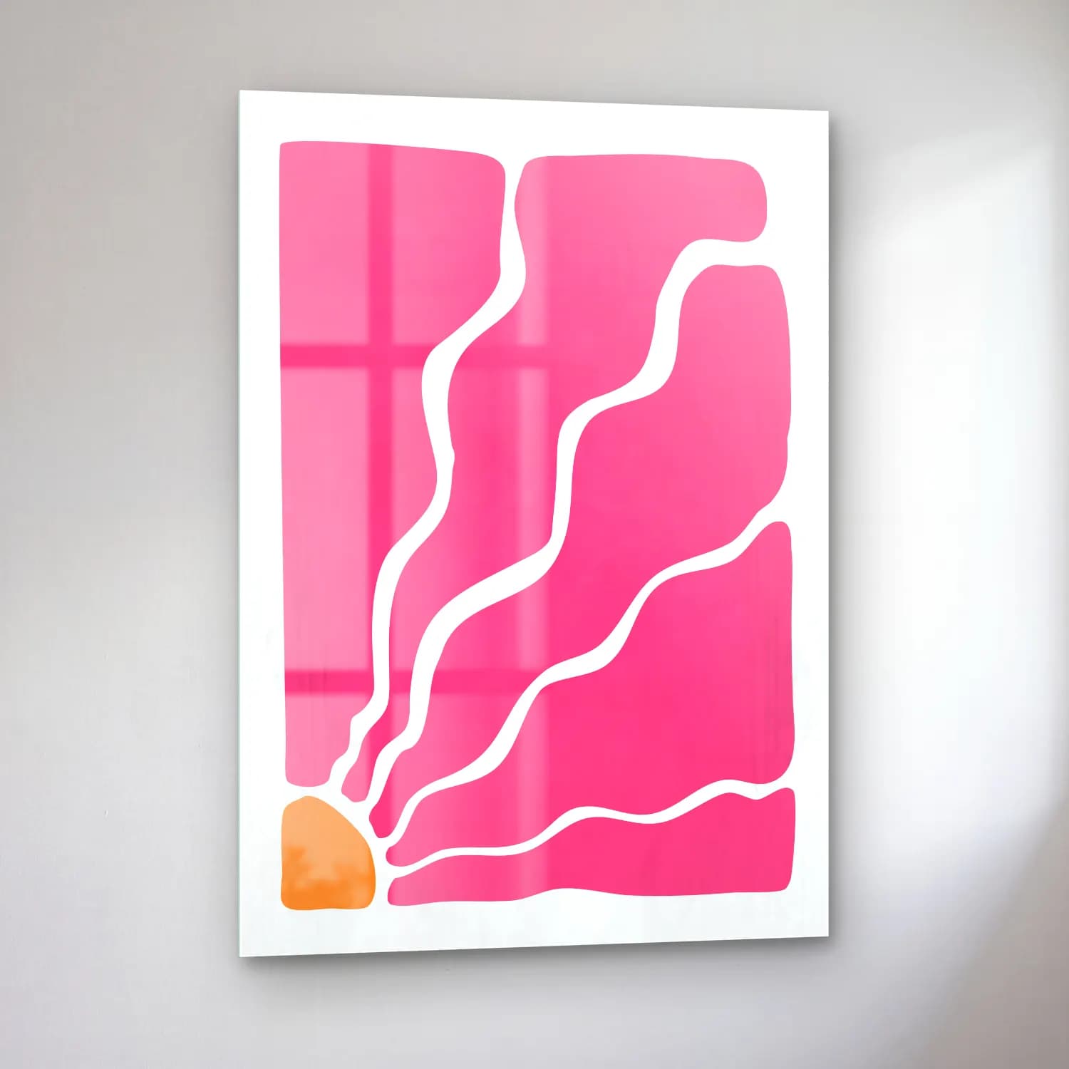 Pastel Dalgalı Çizgiler No. 6 cam tablo — sol açıdan görünüm
