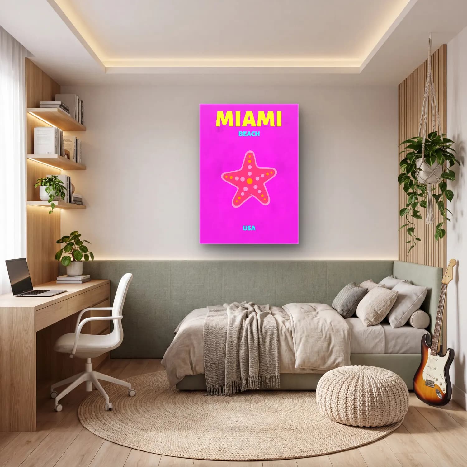 Pastel Deniz Kabukları No. 33 cam tablo — genç odasında