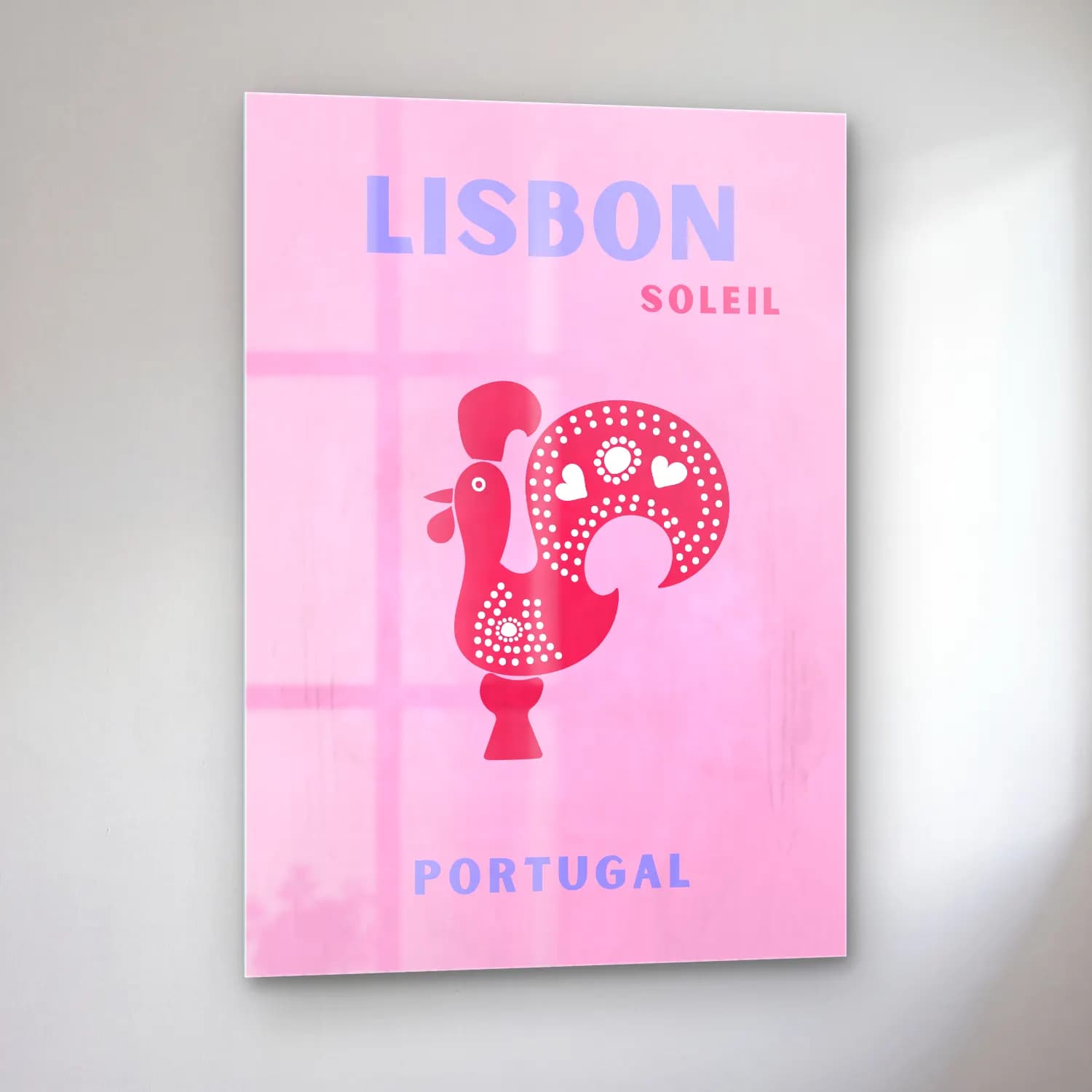 Pastel Horoz cam tablo — sol açıdan görünüm