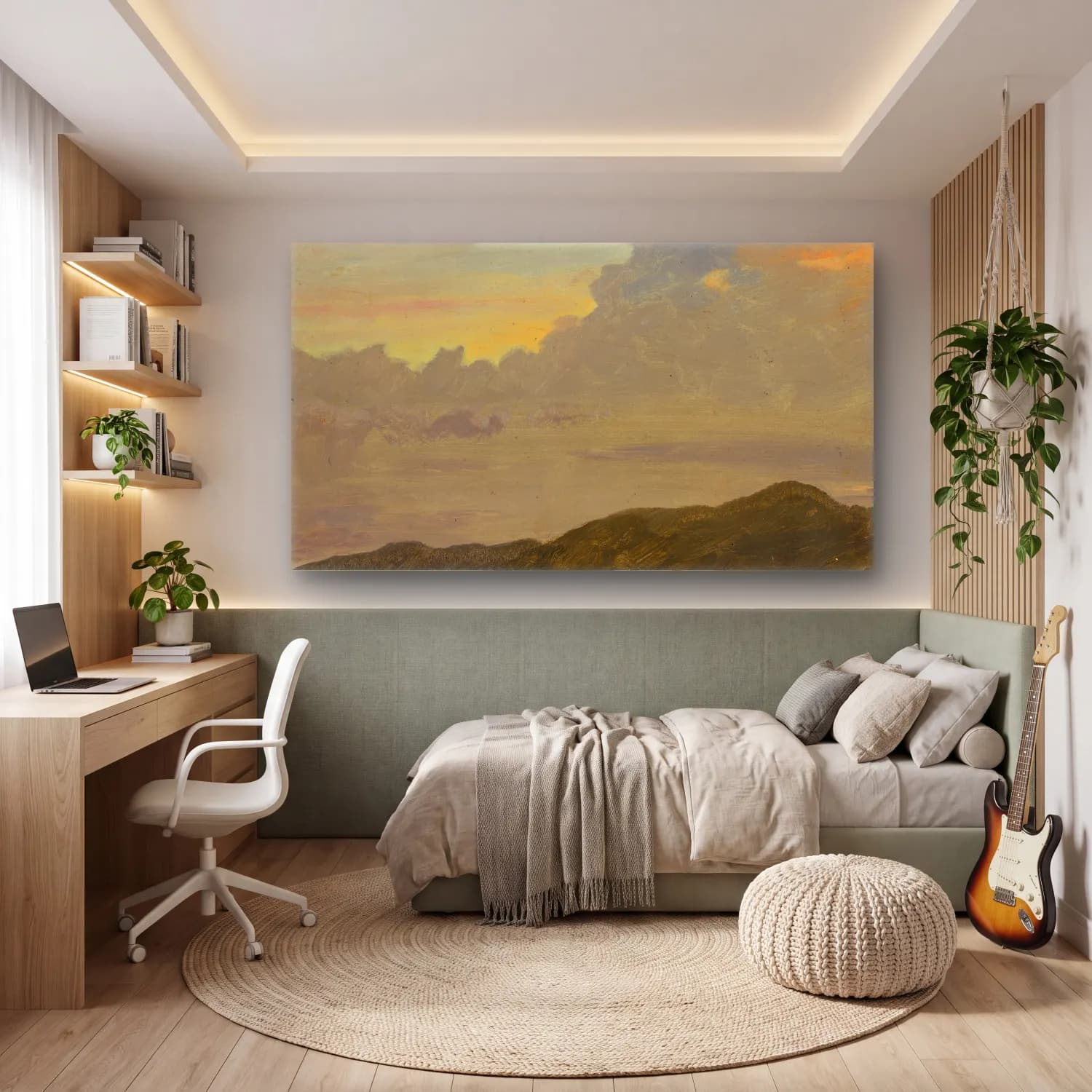 Frederic Edwin Church – Hilltop and Clouds cam tablo — genç odasında