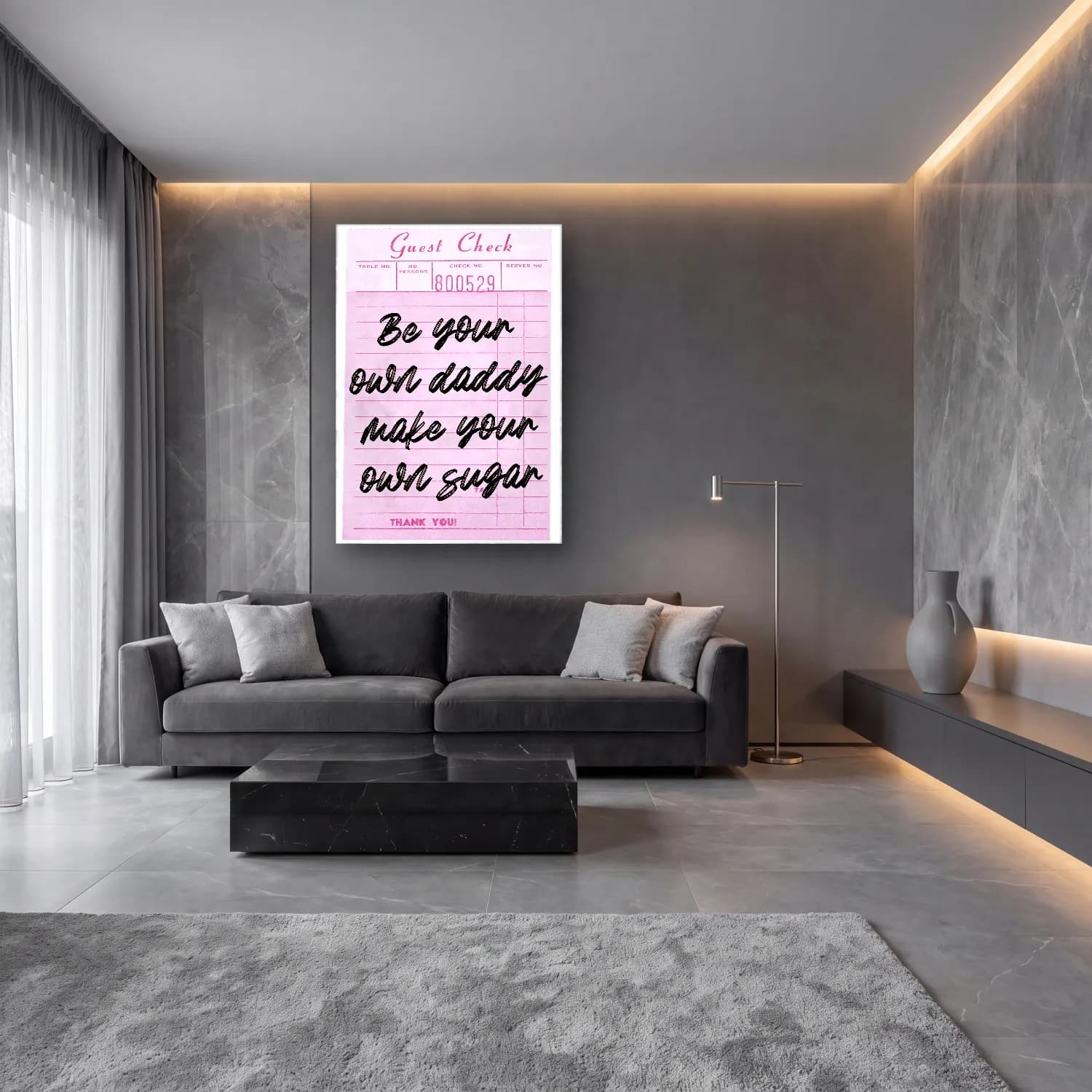 Pastel Söz Posteri No. 61 cam tablo — lüks salon duvarında