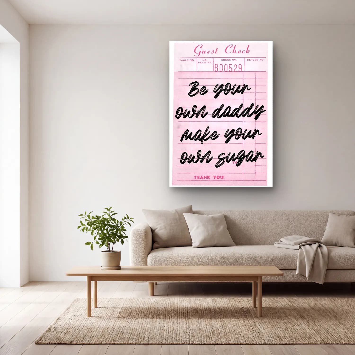 Pastel Söz Posteri No. 61 cam tablo — açık renk salonda