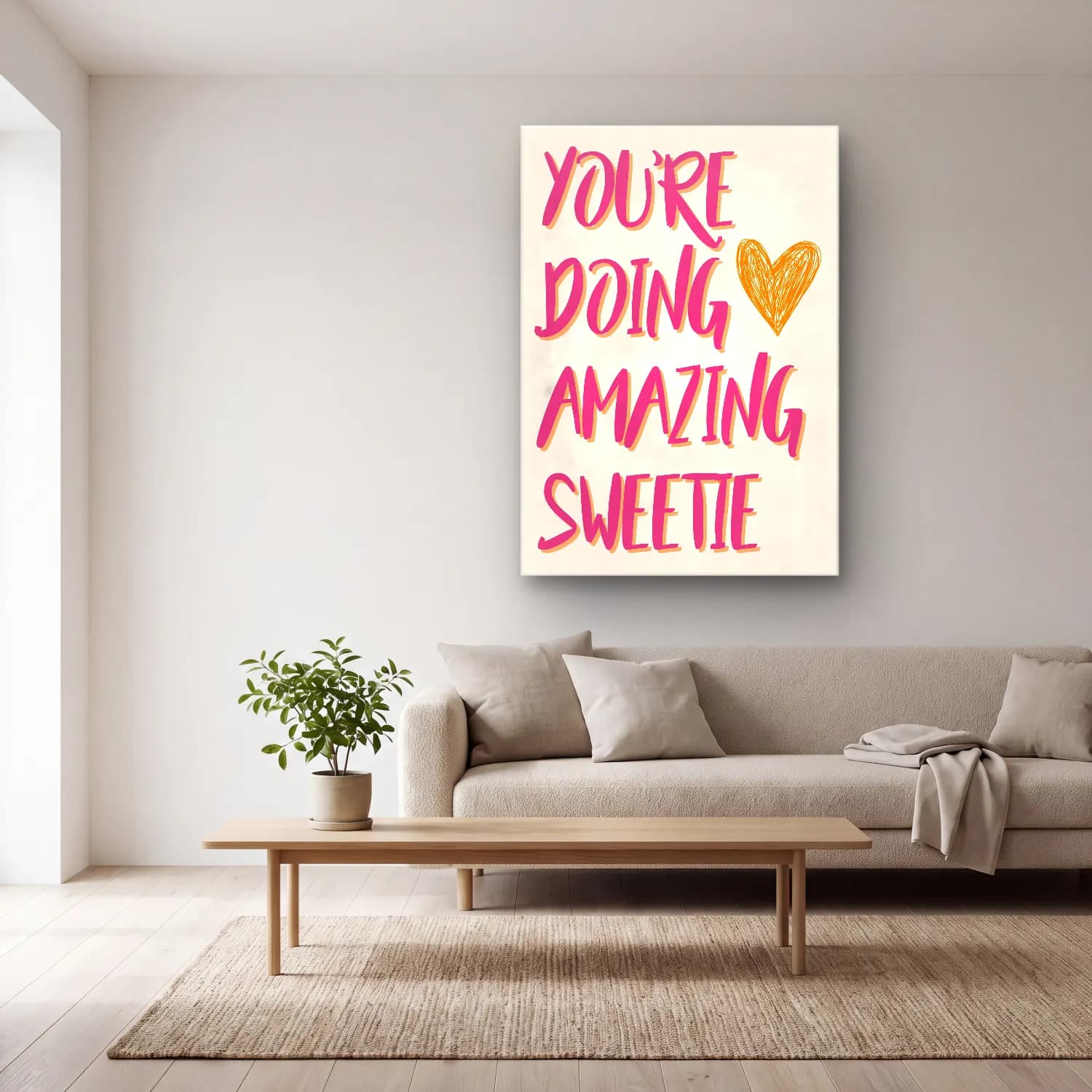 Pastel Söz Posteri No. 62 cam tablo — açık renk salonda