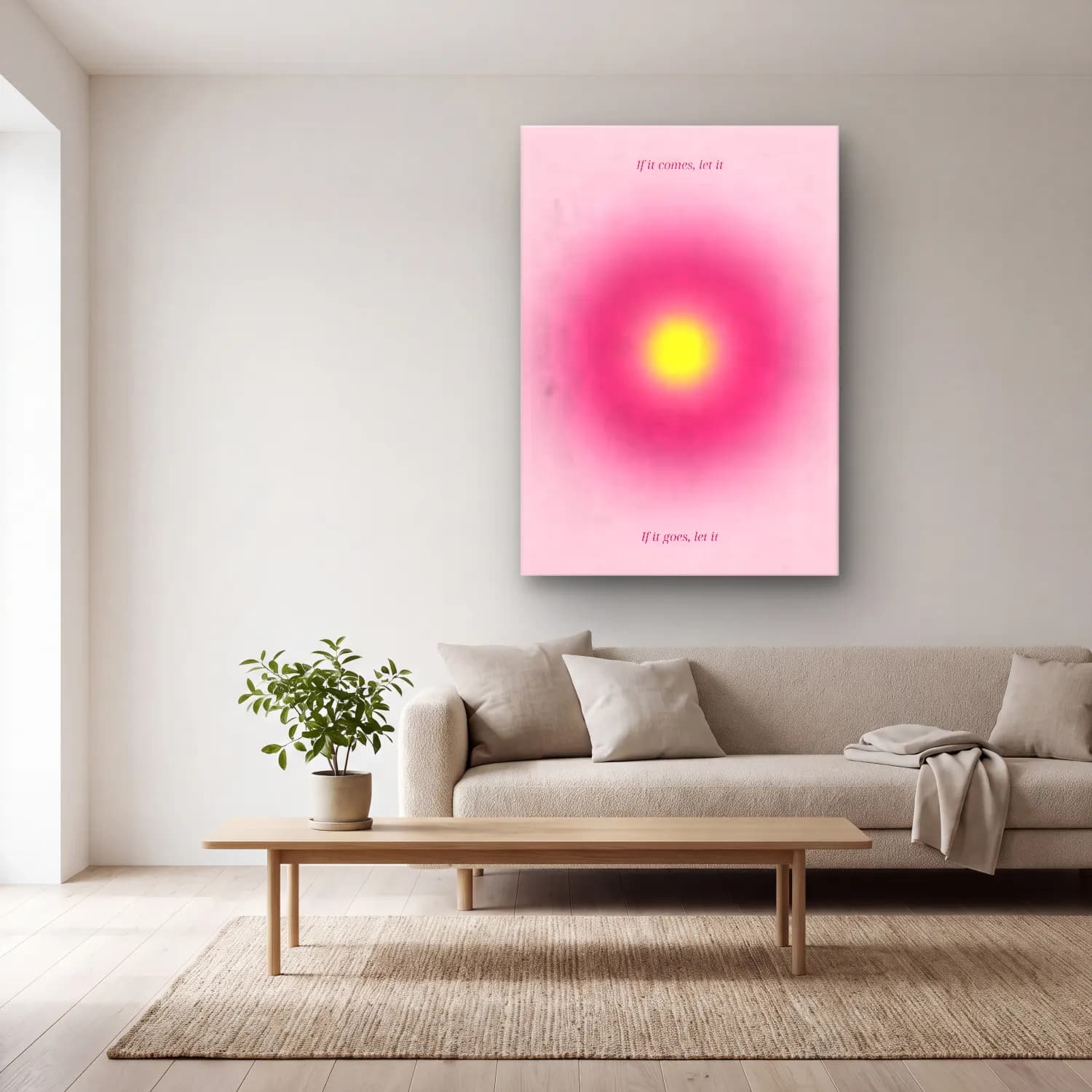Pastel Renk Alanları No. 66 cam tablo — açık renk salonda