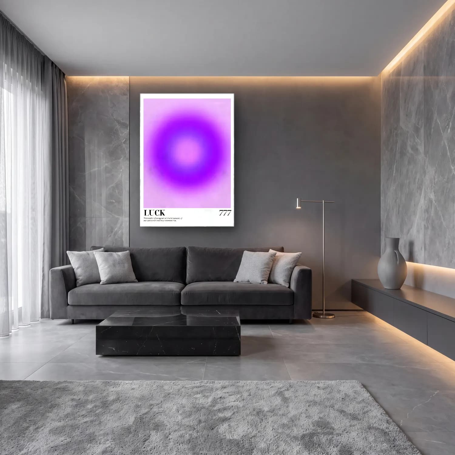 Pastel Renk Alanları No. 67 cam tablo — lüks salon duvarında