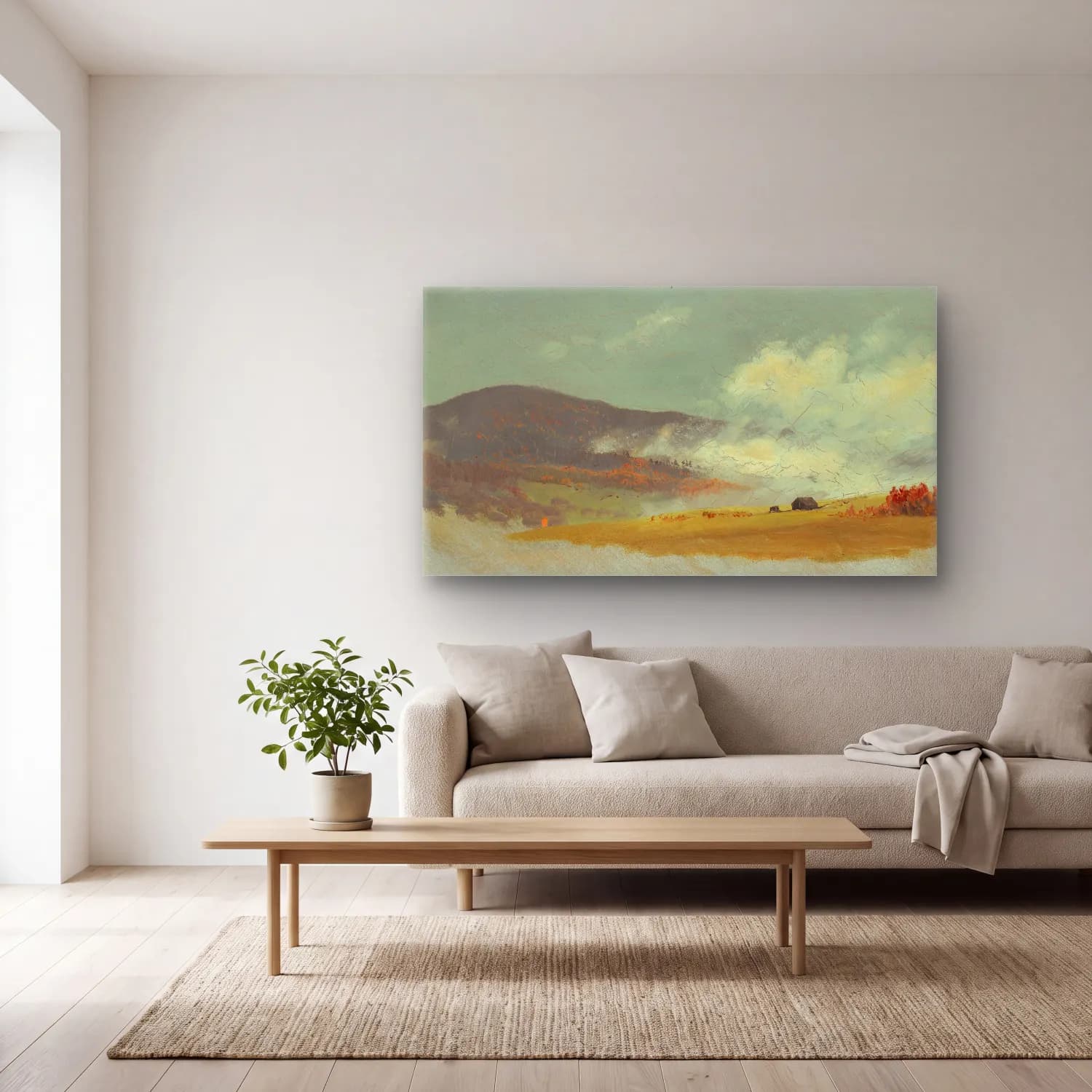 Frederic Edwin Church – Hilly landscapes cam tablo — açık renk salonda