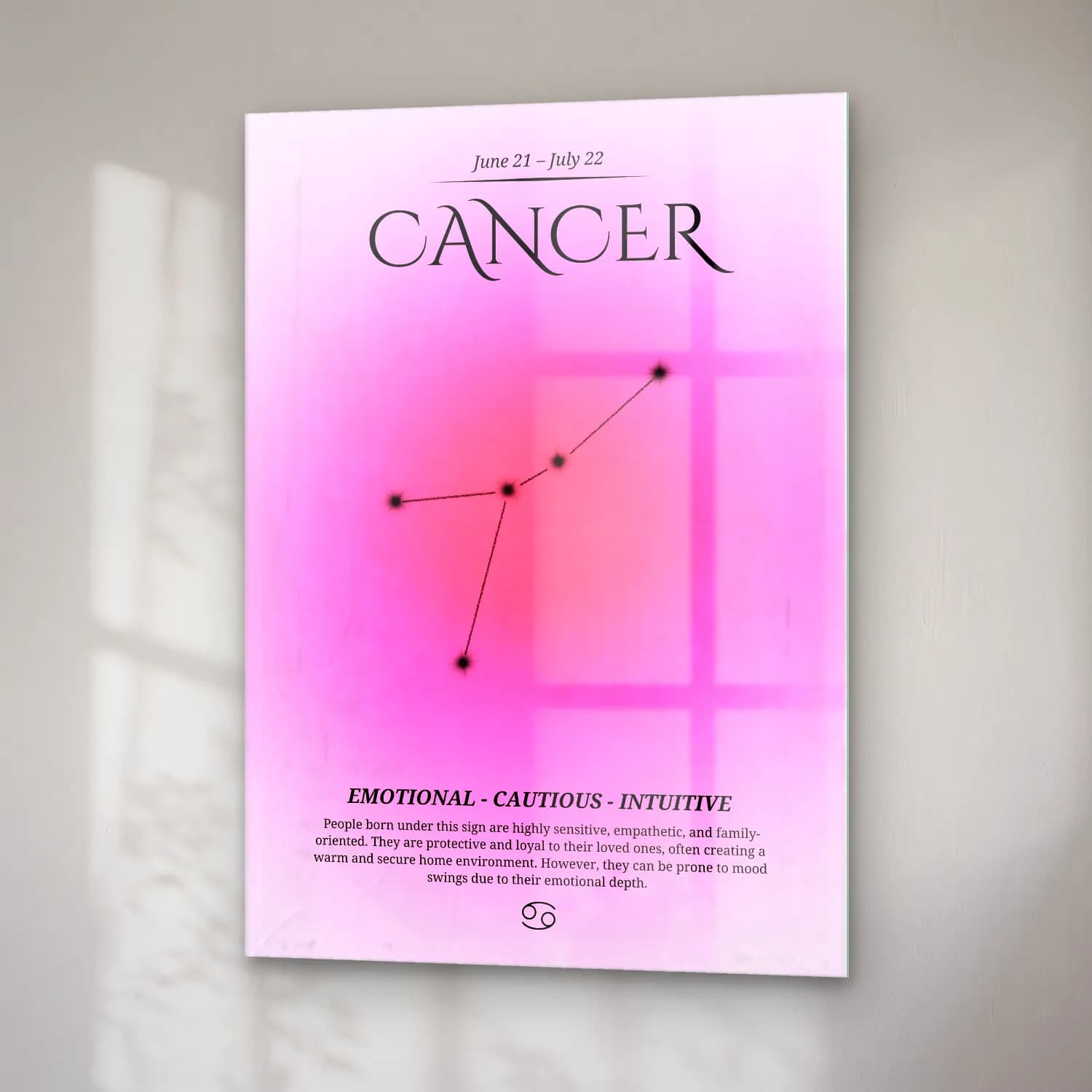 Vintage Poster Fiyonk – Pembe Tonlar cam tablo — sağ açıdan görünüm