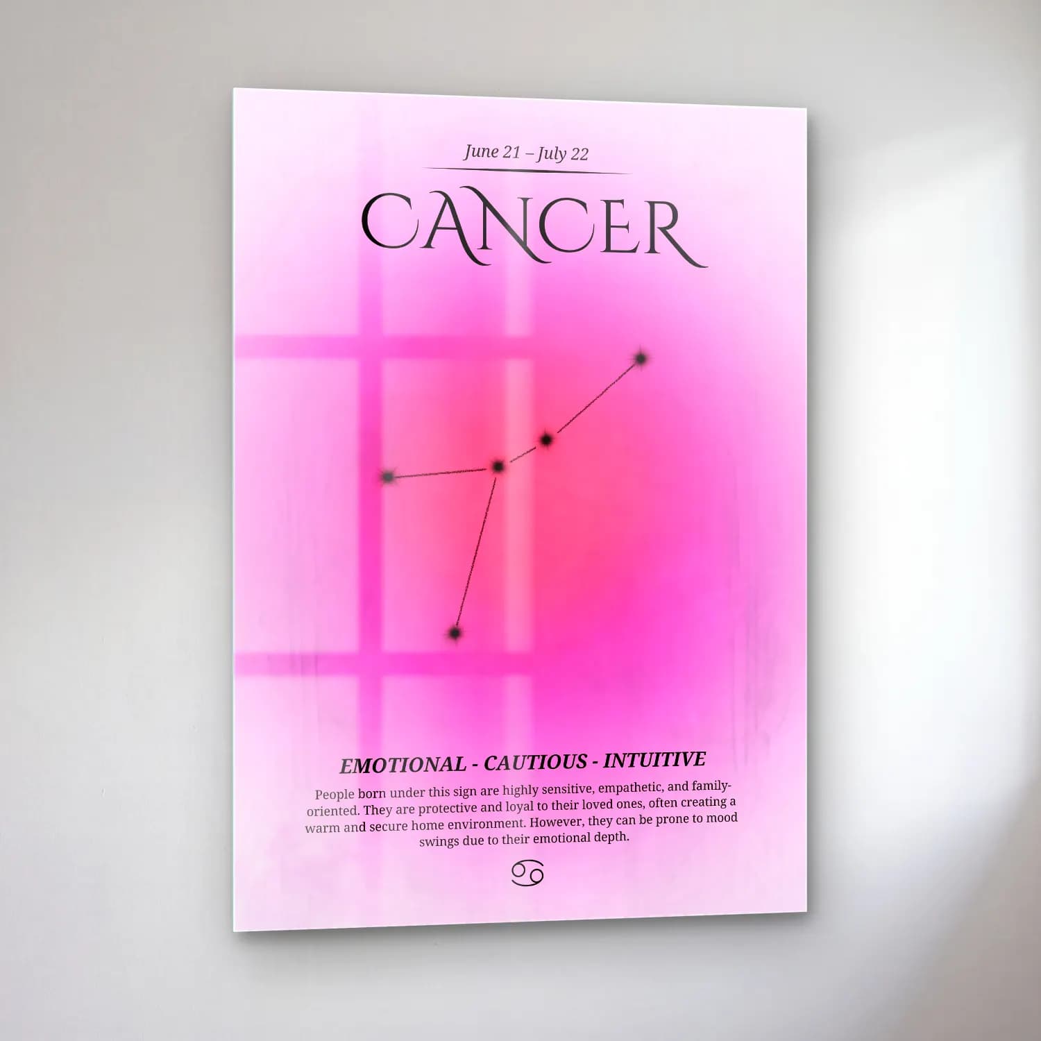 Vintage Poster Fiyonk – Pembe Tonlar cam tablo — sol açıdan görünüm