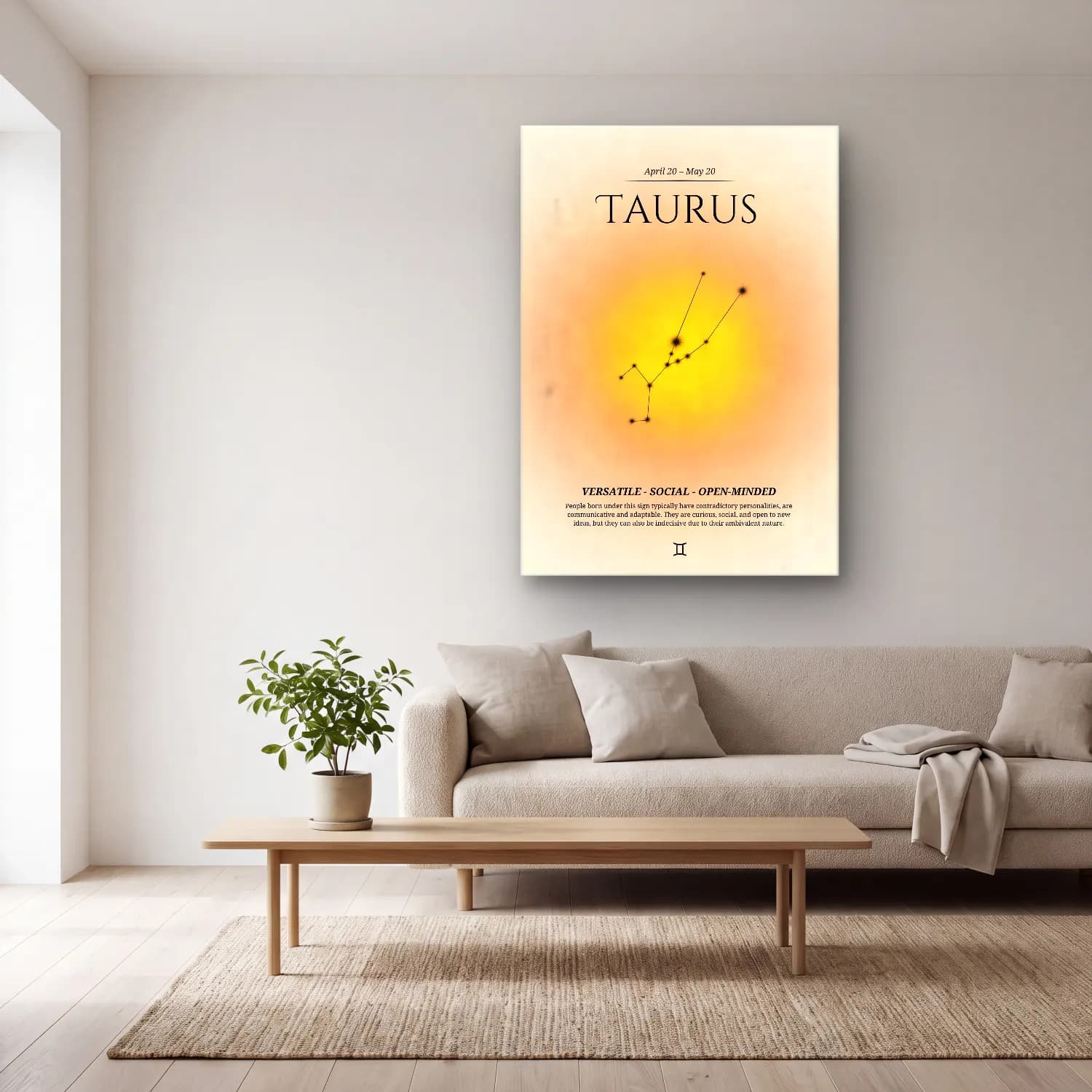 Vintage Poster Gök Haritası No. 9 cam tablo — açık renk salonda