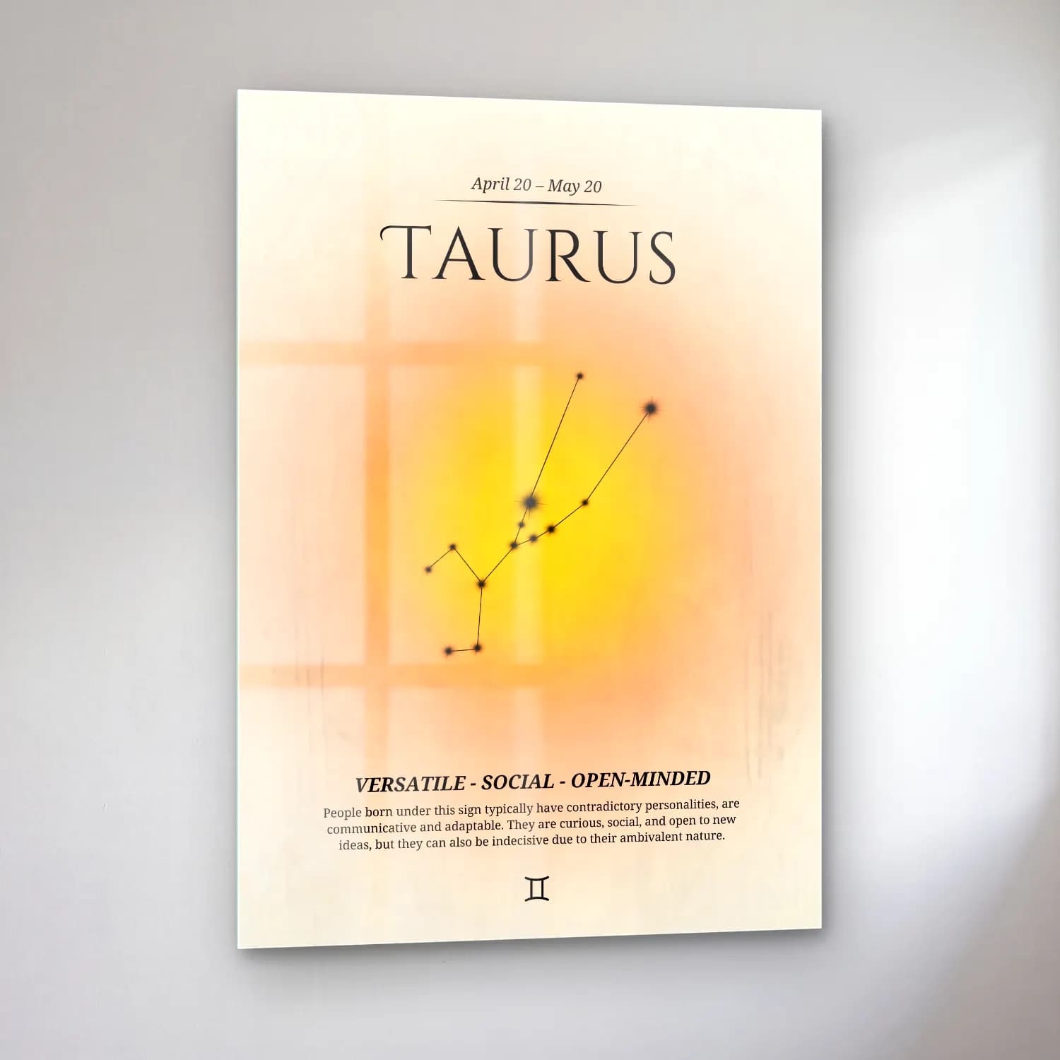 Vintage Poster Gök Haritası No. 9 cam tablo — sol açıdan görünüm